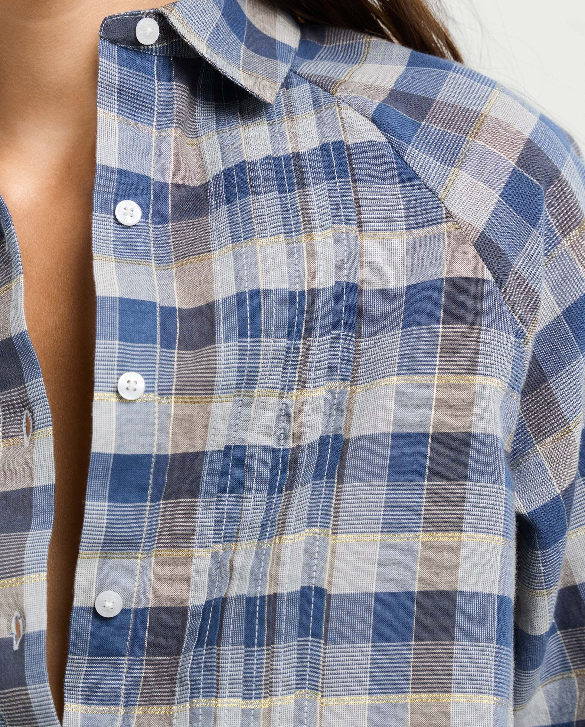 Camisa de mujer cuadros manga ranglán - Pepe Jeans - Azul oscuro Azul oscuro-4