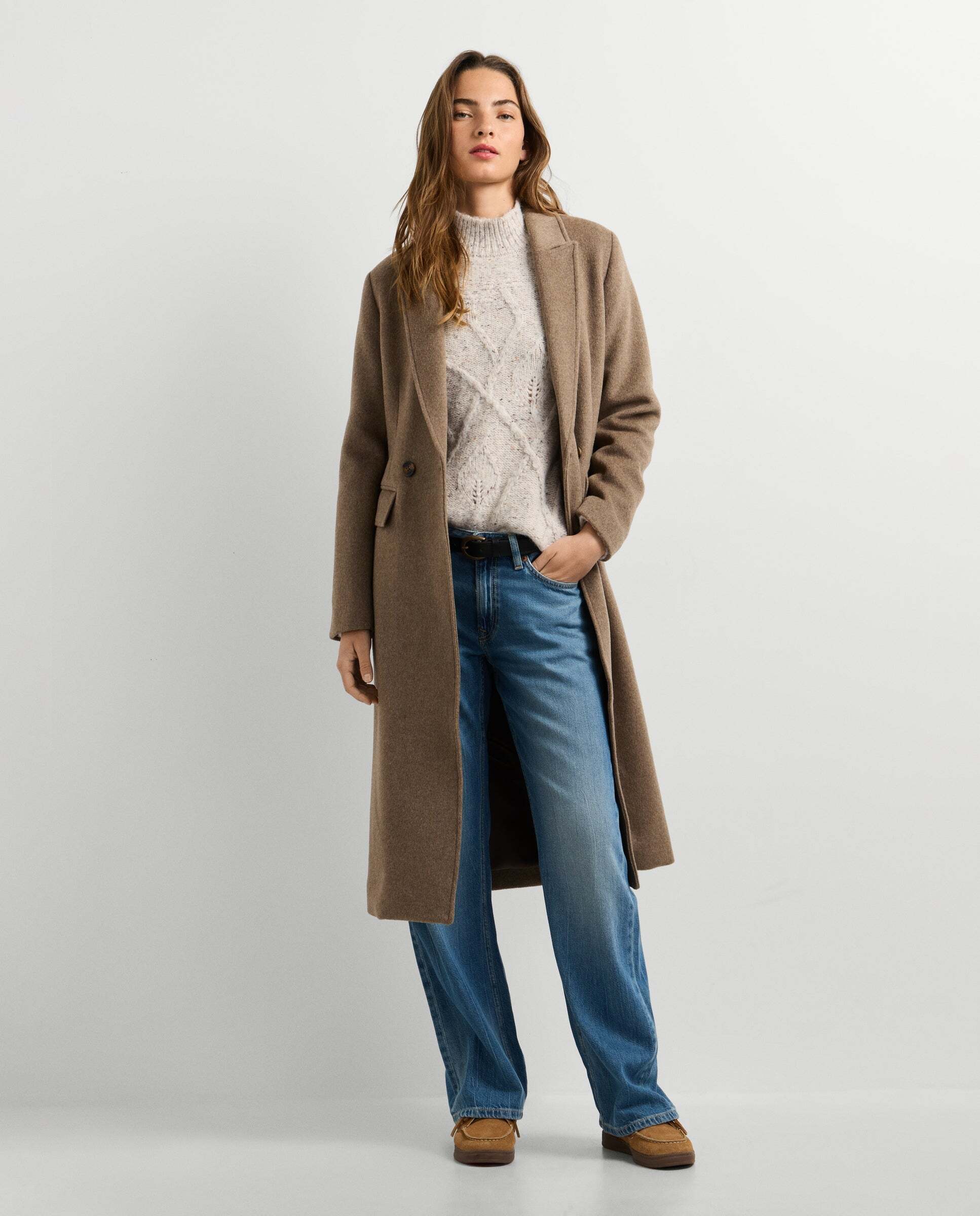 Abrigo de mujer cruzado de lana - Pepe Jeans - Natural Natural-2