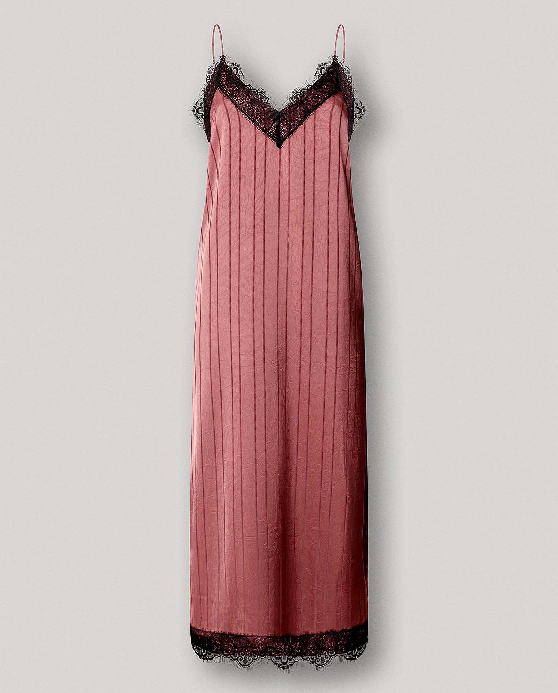 W11 iria dress - Pepe Jeans - vestido de mujer largo tirantes en satén - Rosa claro Rosa claro-6