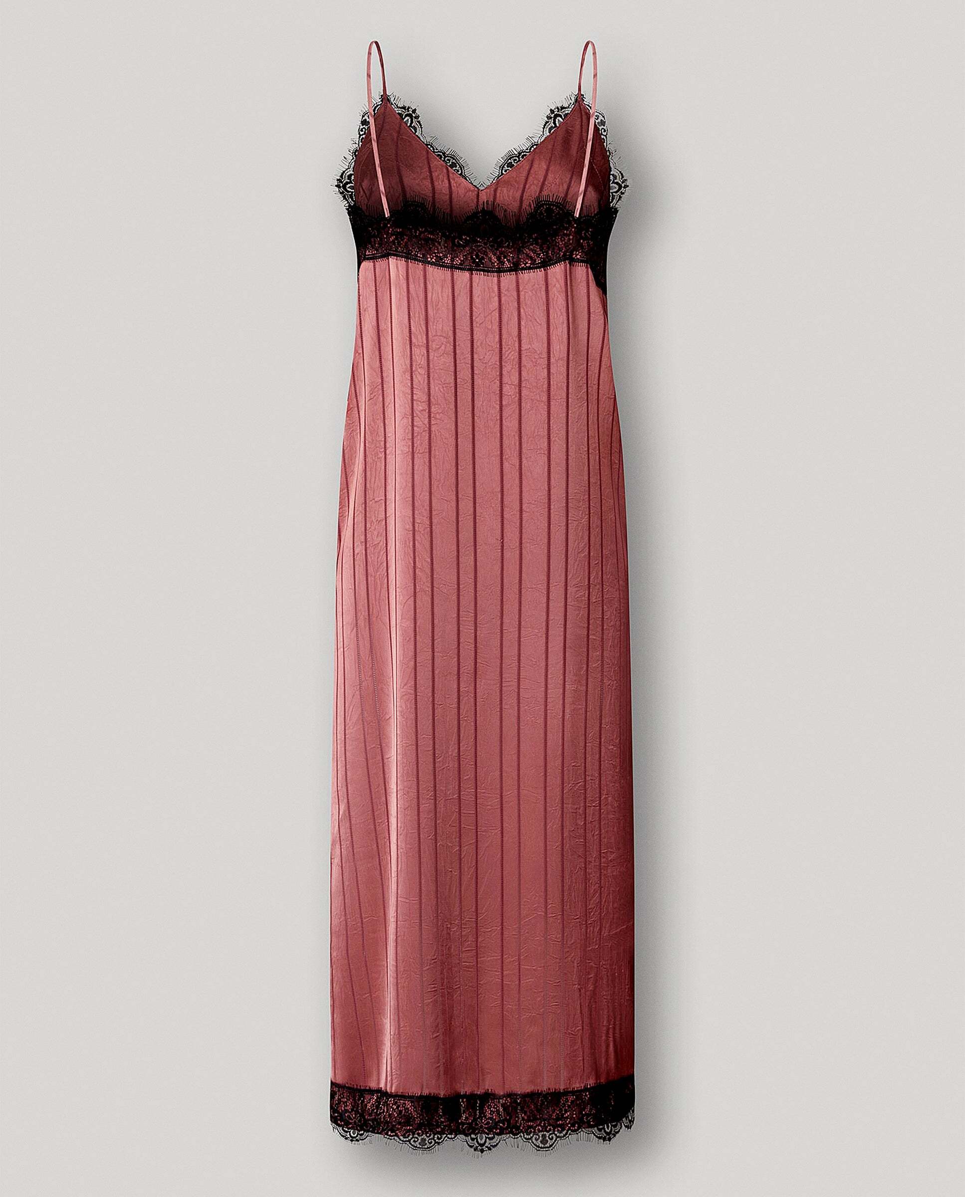 W11 iria dress - Pepe Jeans - vestido de mujer largo tirantes en satén - Rosa claro Rosa claro-5