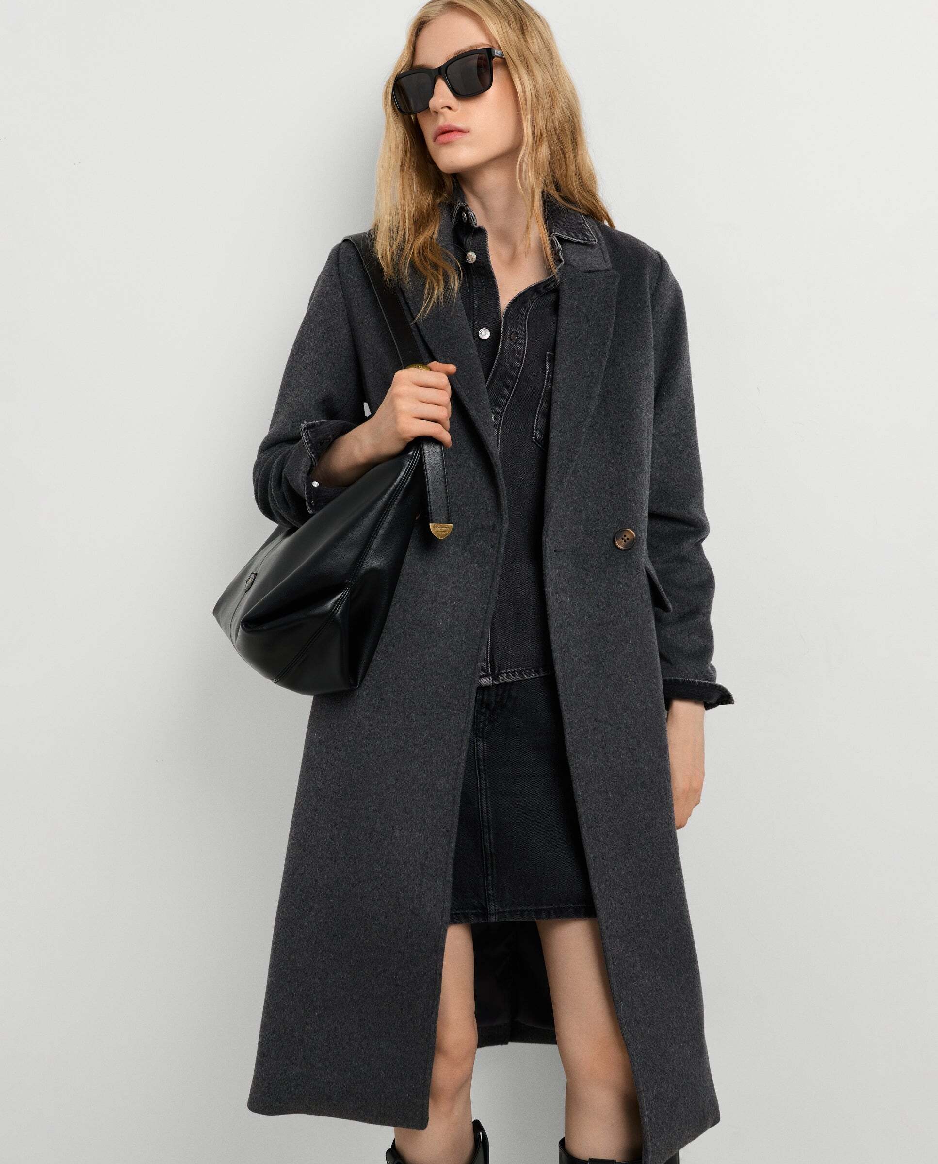 Abrigo de mujer cruzado de lana - Pepe Jeans - Gris Gris-1
