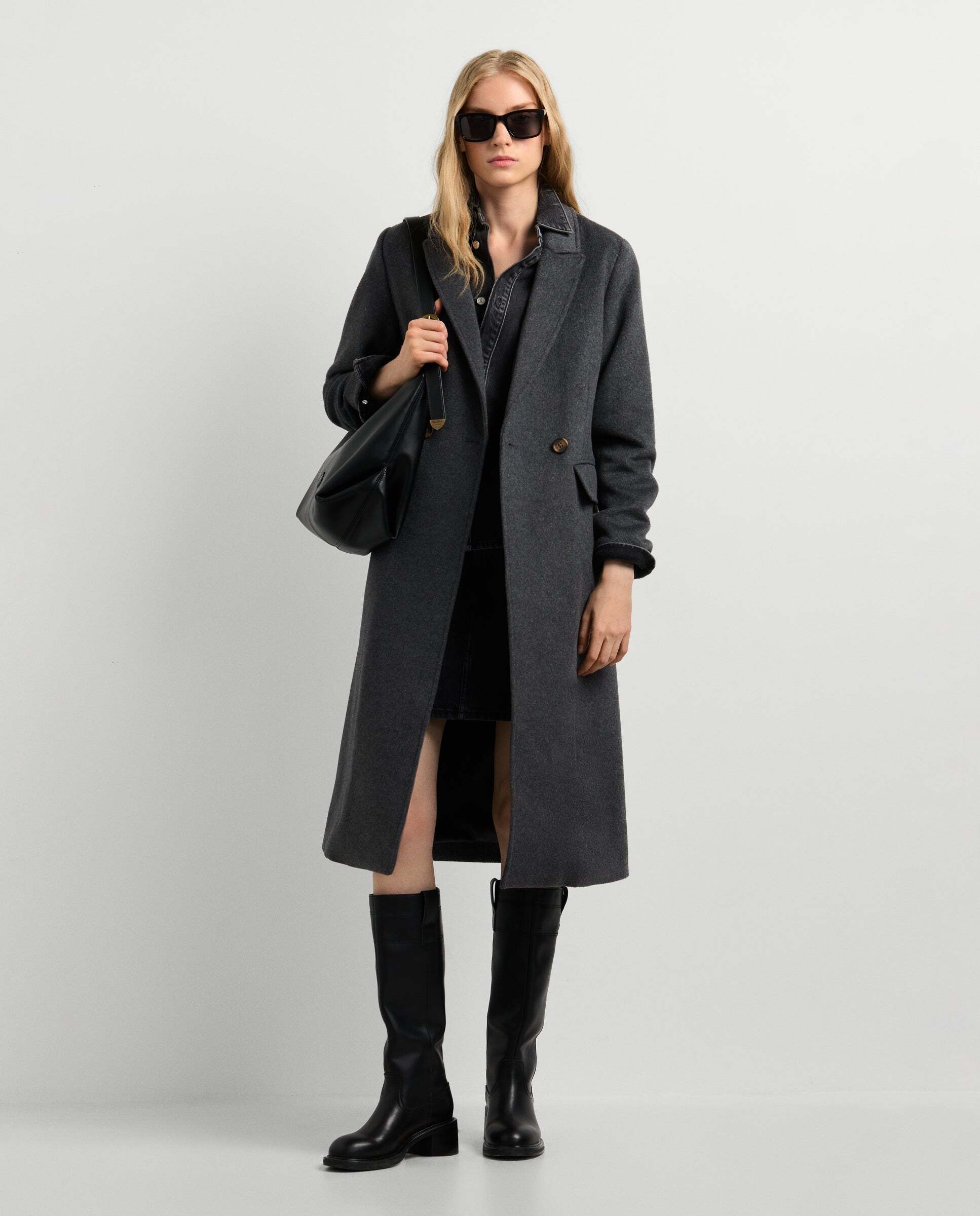 Abrigo de mujer cruzado de lana - Pepe Jeans - Gris Gris-2