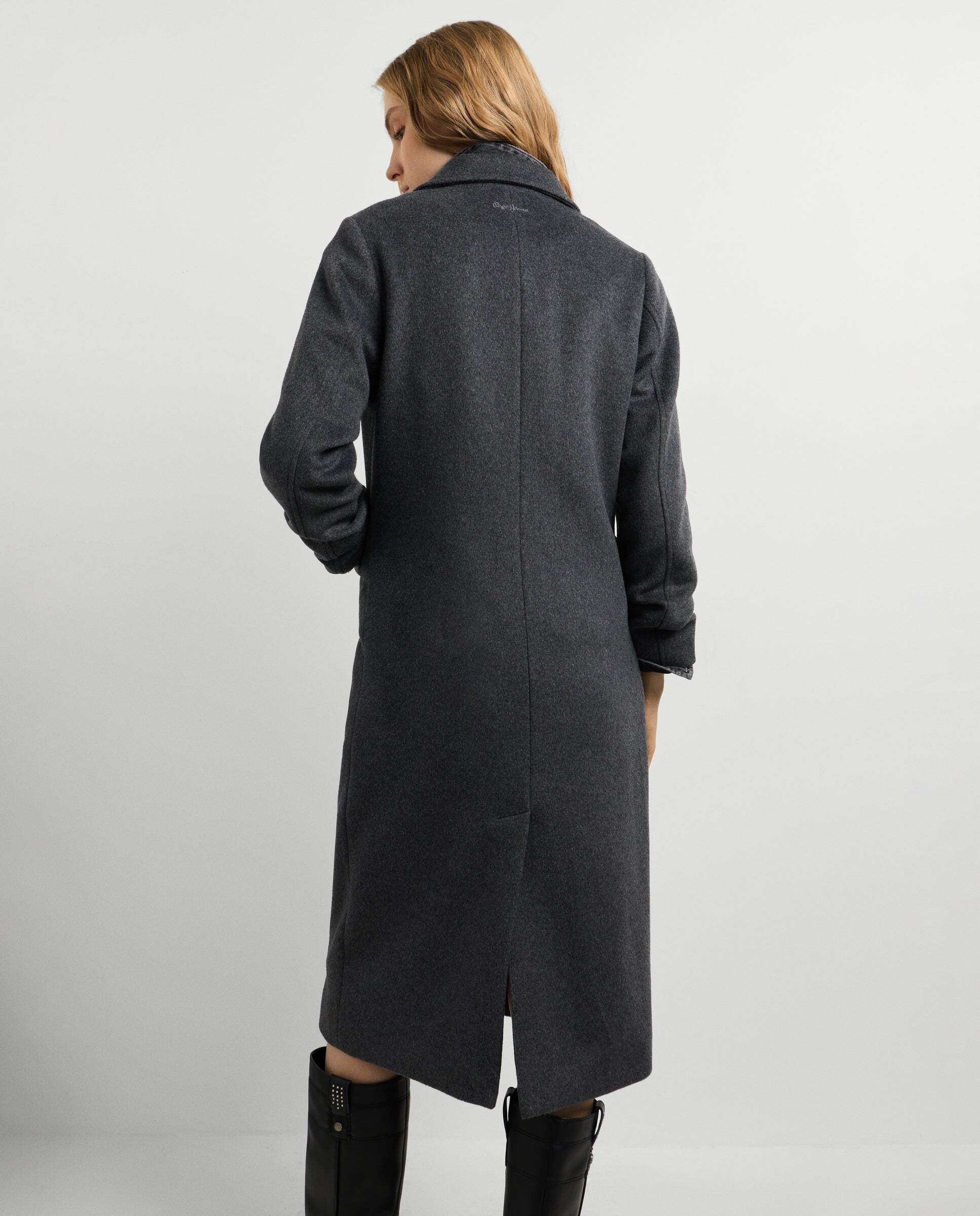 Abrigo de mujer cruzado de lana - Pepe Jeans - Gris Gris-3