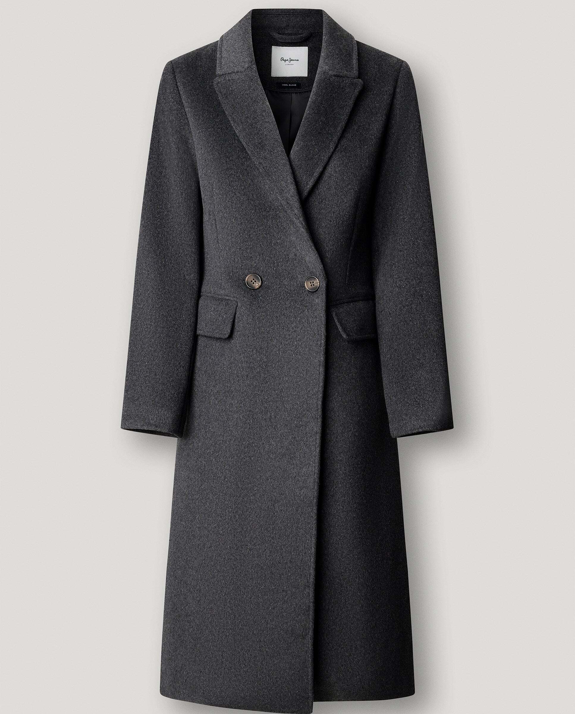 Abrigo de mujer cruzado de lana - Pepe Jeans - Gris Gris-7