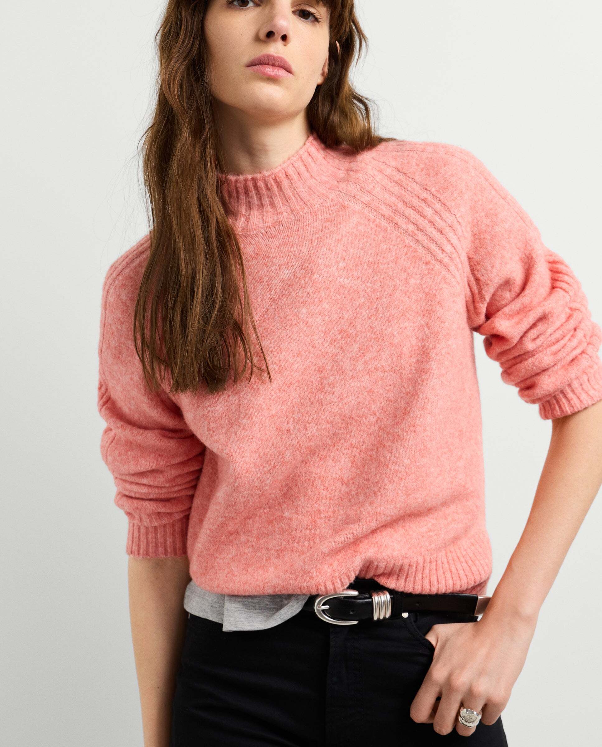 Jersey de mujer punto cuello alto - Pepe Jeans - Rosa Rosa-1