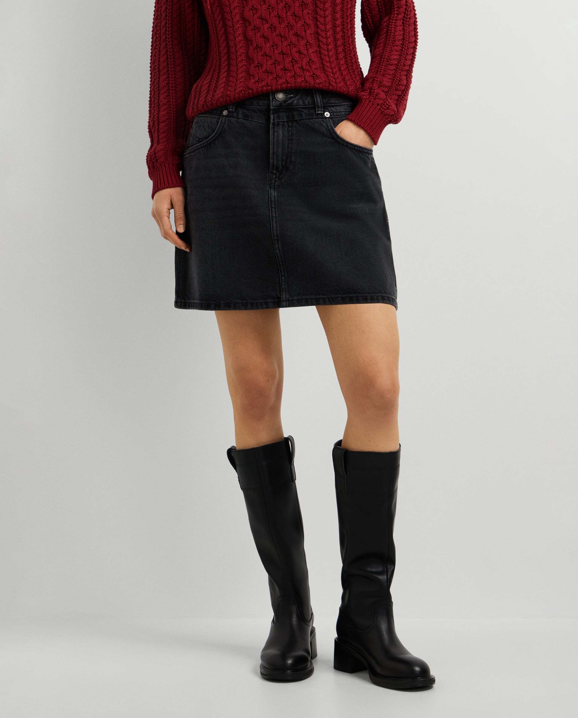 Falda de mujer corta denim fit regular - Pepe Jeans - Negro Negro-2