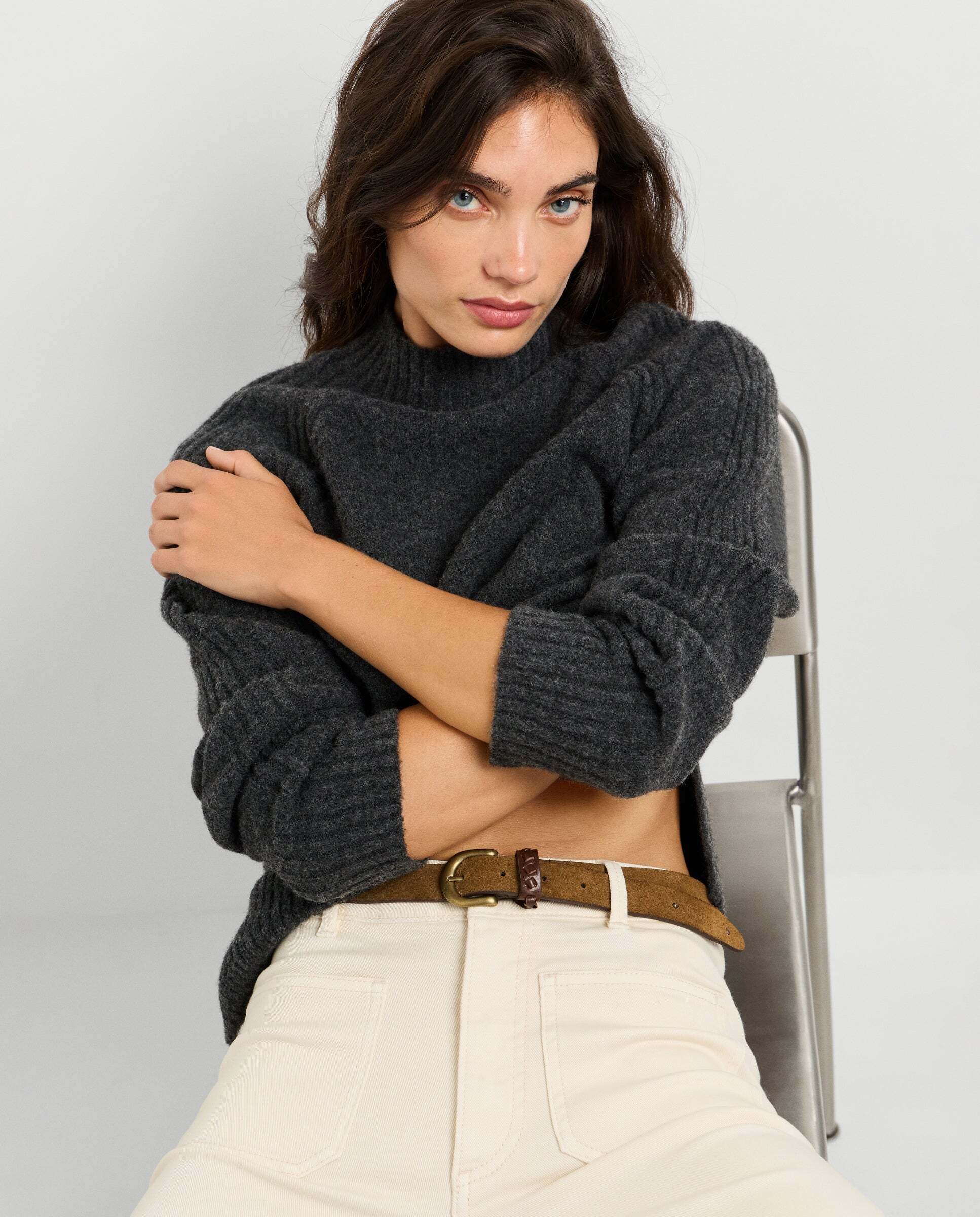 Jersey de mujer punto cuello alto - Pepe Jeans - Gris Gris-1