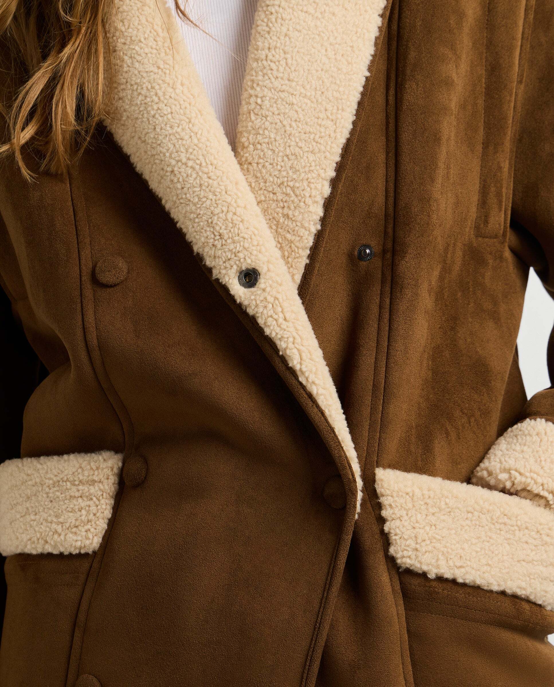 Chaqueta de mujer cruzada efecto ante - Pepe Jeans - Natural Natural-4