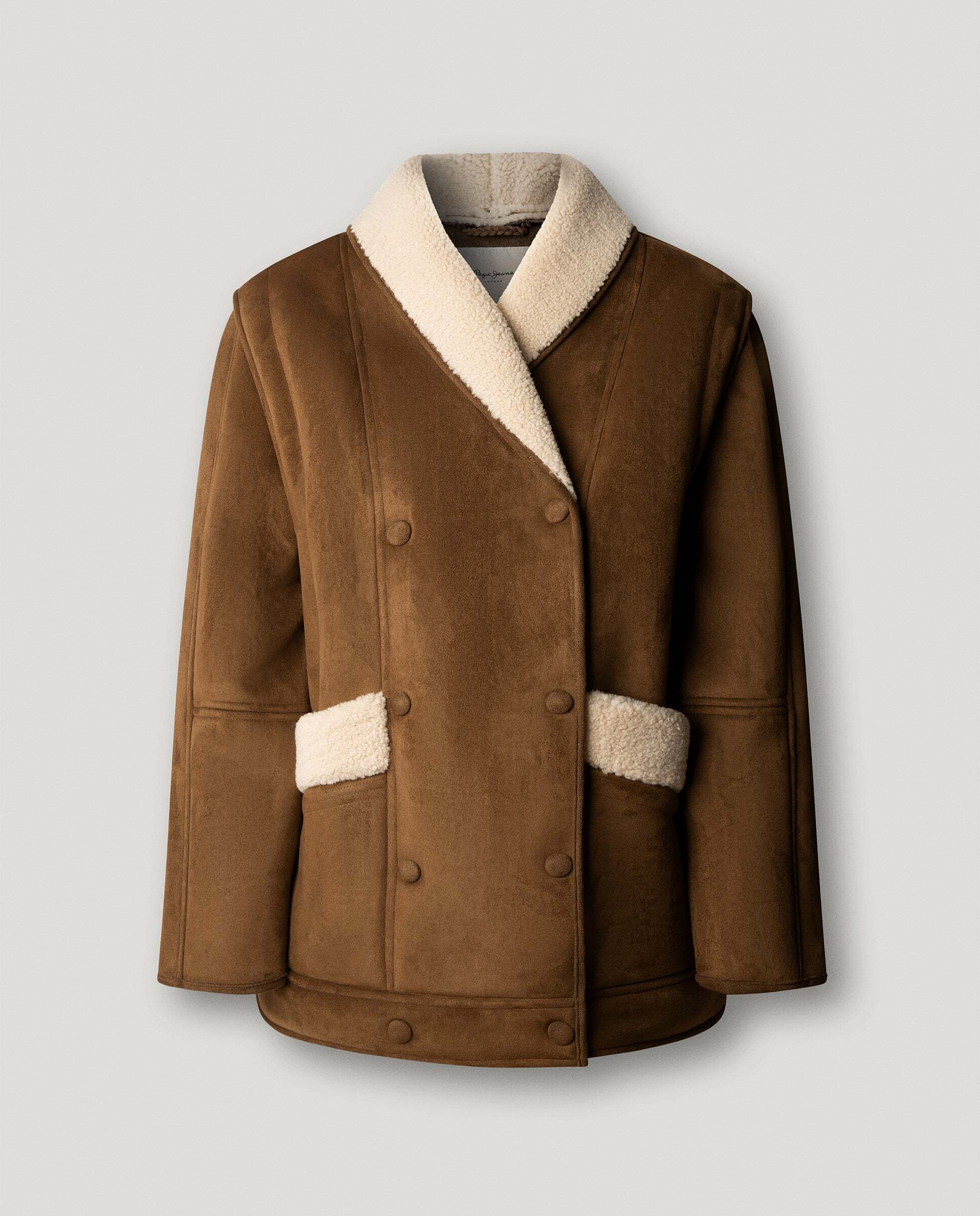Chaqueta de mujer cruzada efecto ante - Pepe Jeans - Natural Natural-6