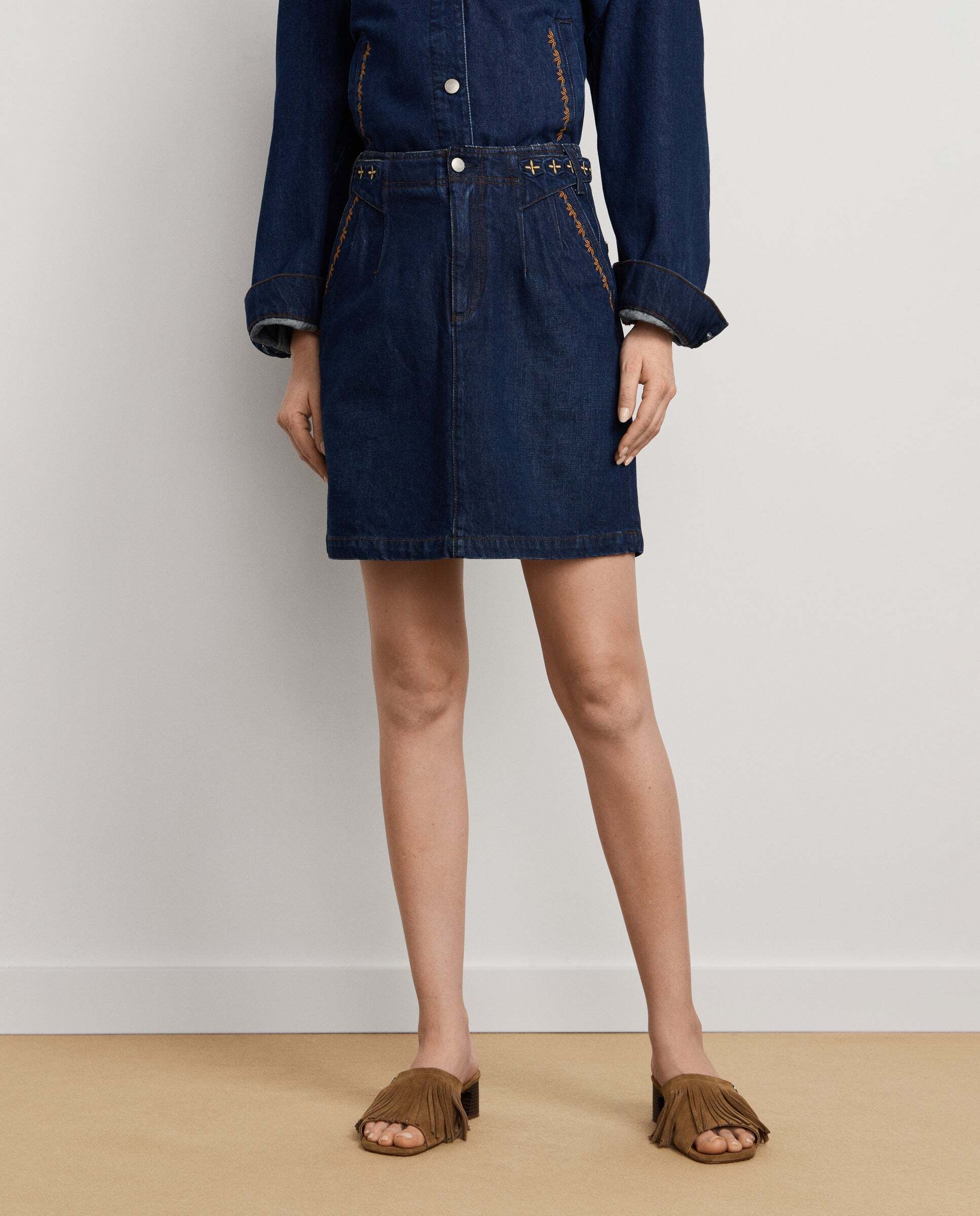 Imagen 0 de Falda de mujer corta denim fit regular Azul