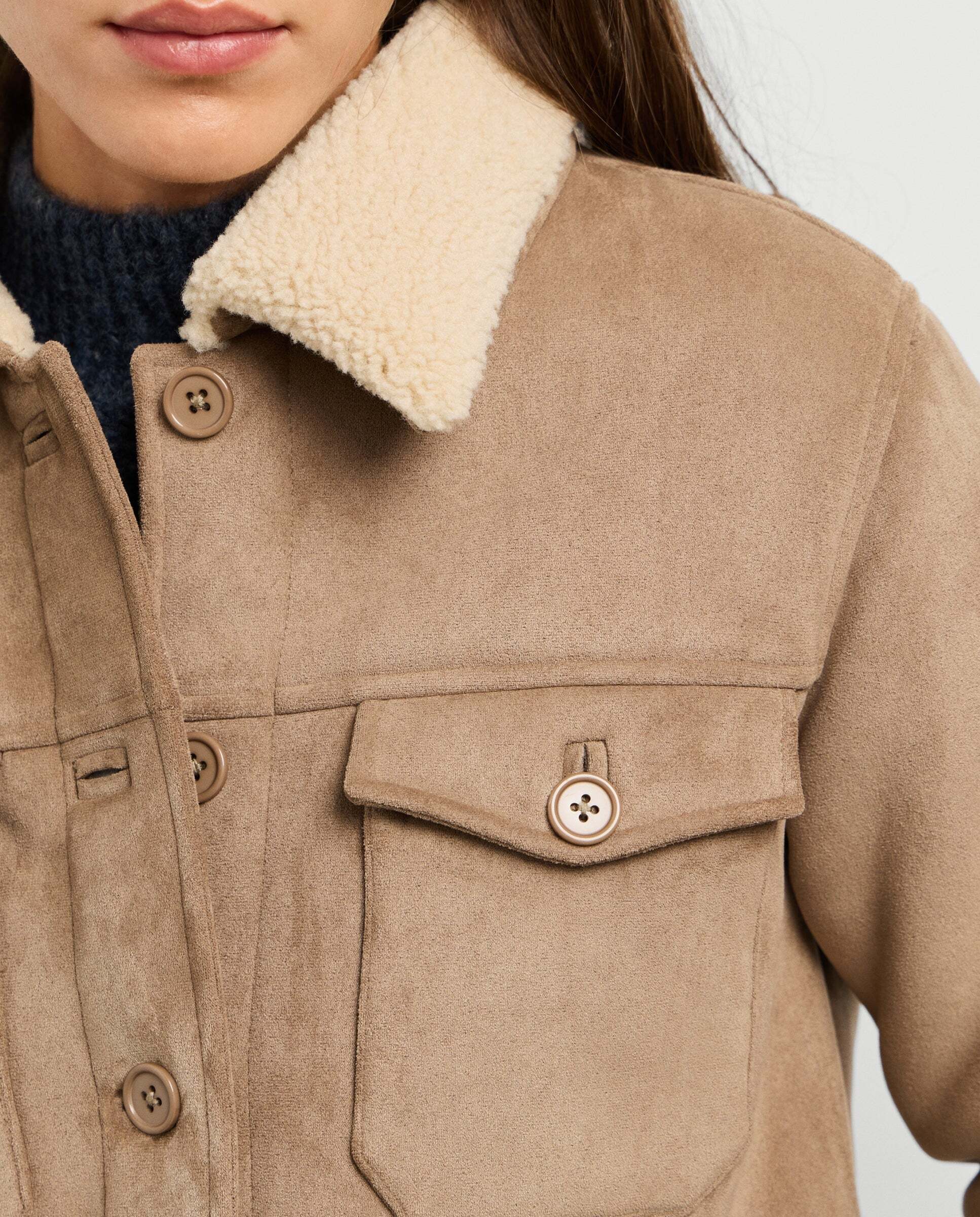Chaqueta de mujer bomber cuello borreguito - Pepe Jeans - Natural Natural-4
