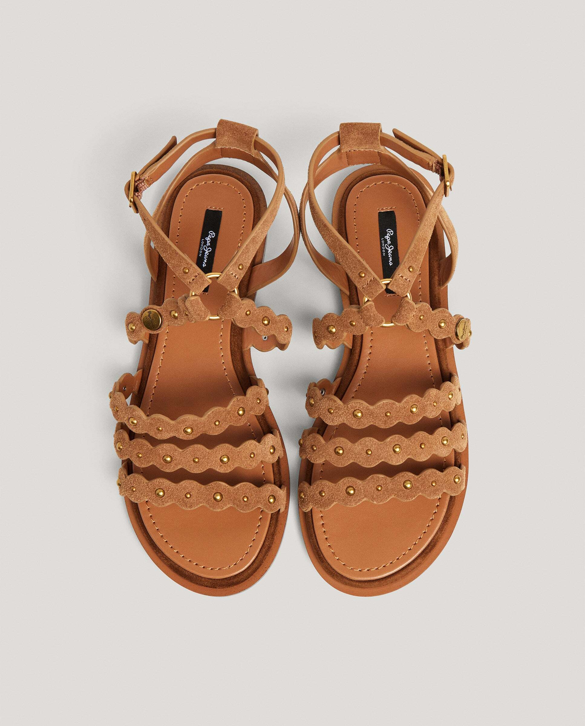 Sandalias de mujer planas en ante - Pepe Jeans - Negro Marrón-3