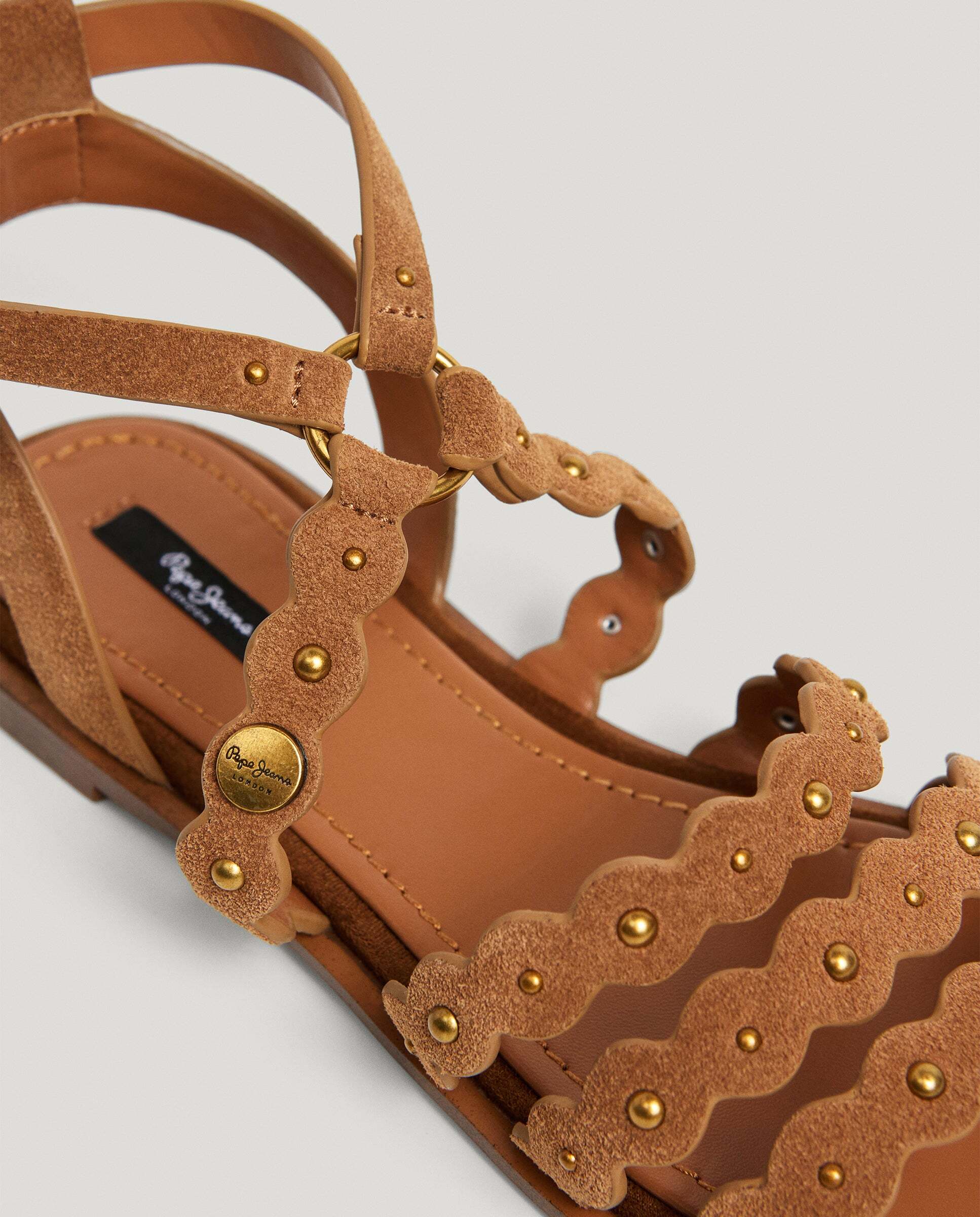 Sandalias de mujer planas en ante - Pepe Jeans - Negro Marrón-5