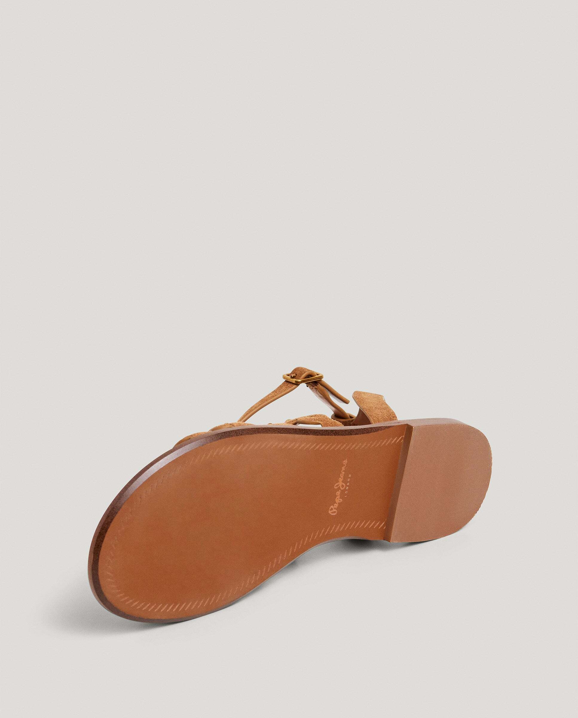 Sandalias de mujer planas en ante - Pepe Jeans - Negro Marrón-6