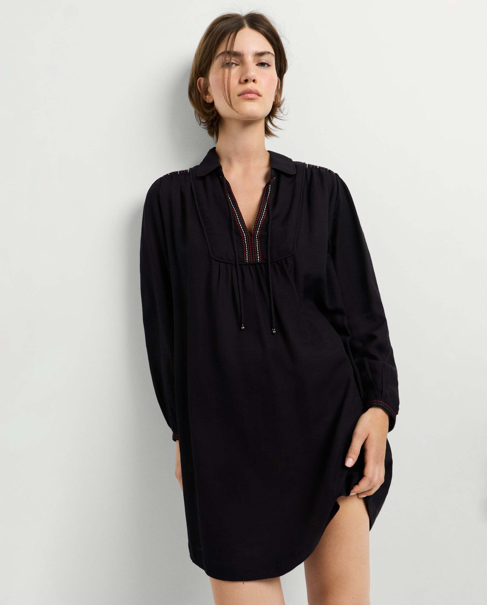 Vestido de mujer corto cuello camisero - Pepe Jeans - Negro Negro-1