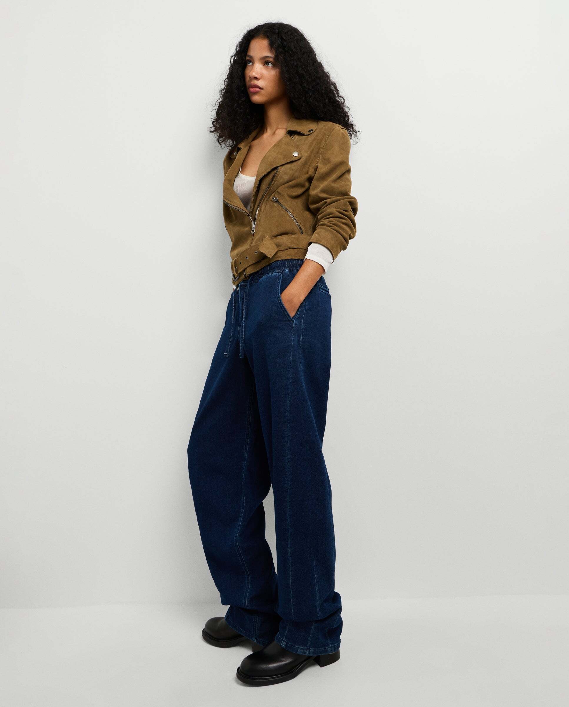 Imagen 0 de Vaquero de mujer fit loose tiro bajo Azul oscuro