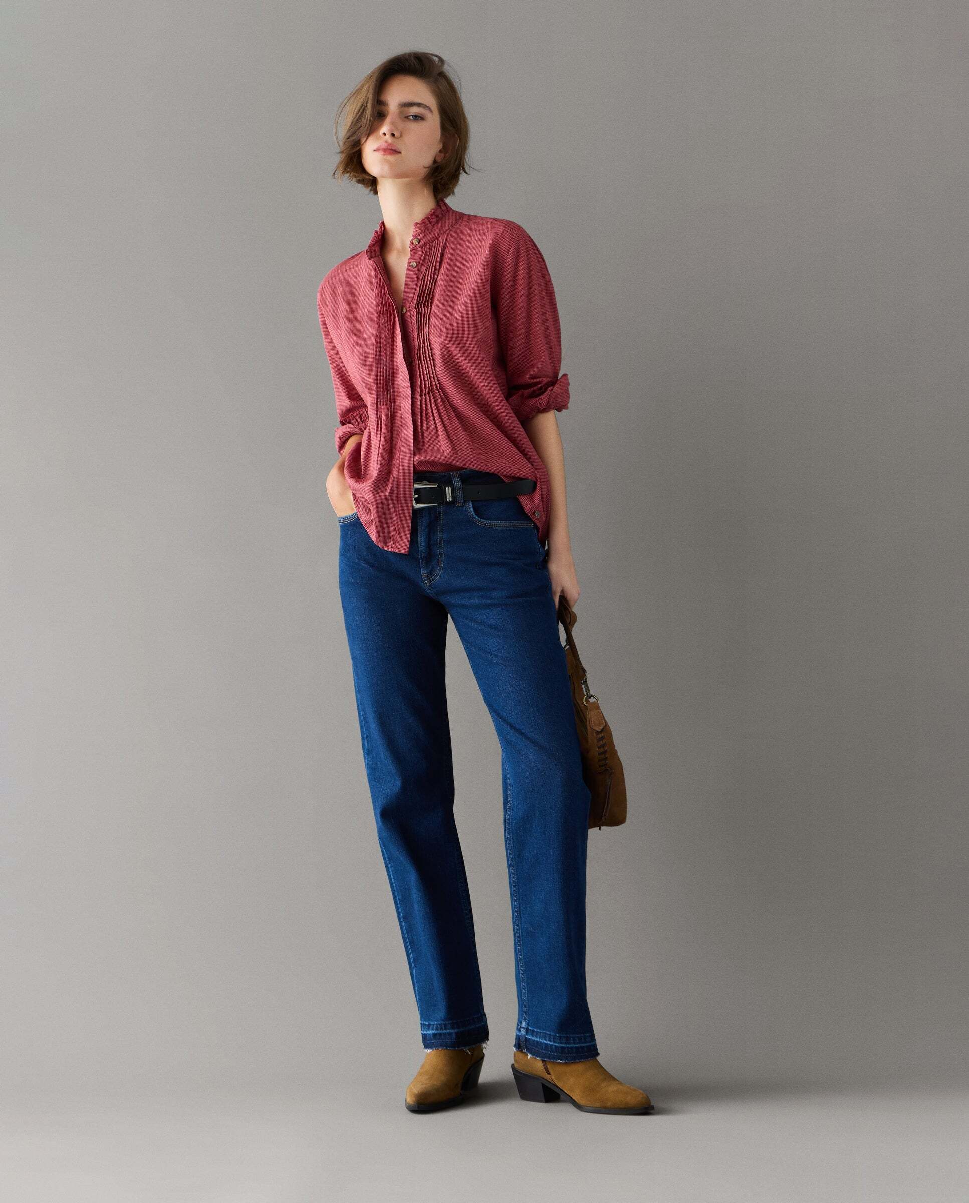 Vaquero de mujer fit recto tiro medio - Pepe Jeans - Rosa Rosa-1
