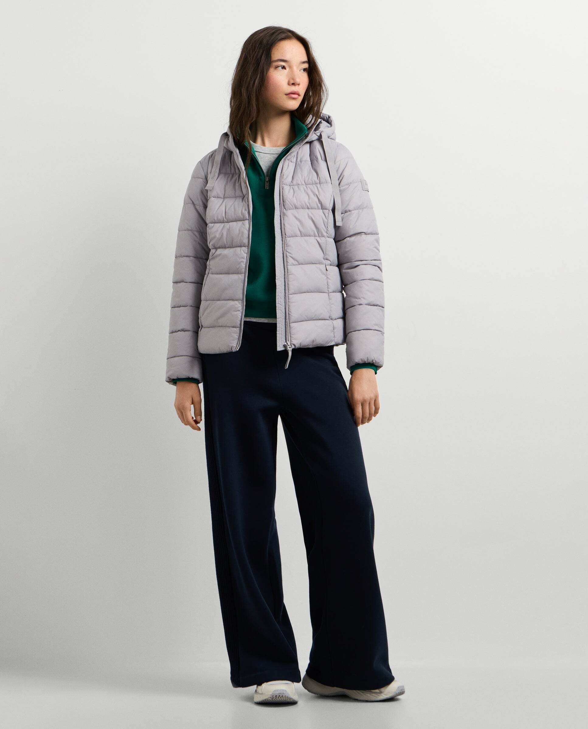 Plumífero de mujer acolchado con capucha - Pepe Jeans - Gris Gris-2