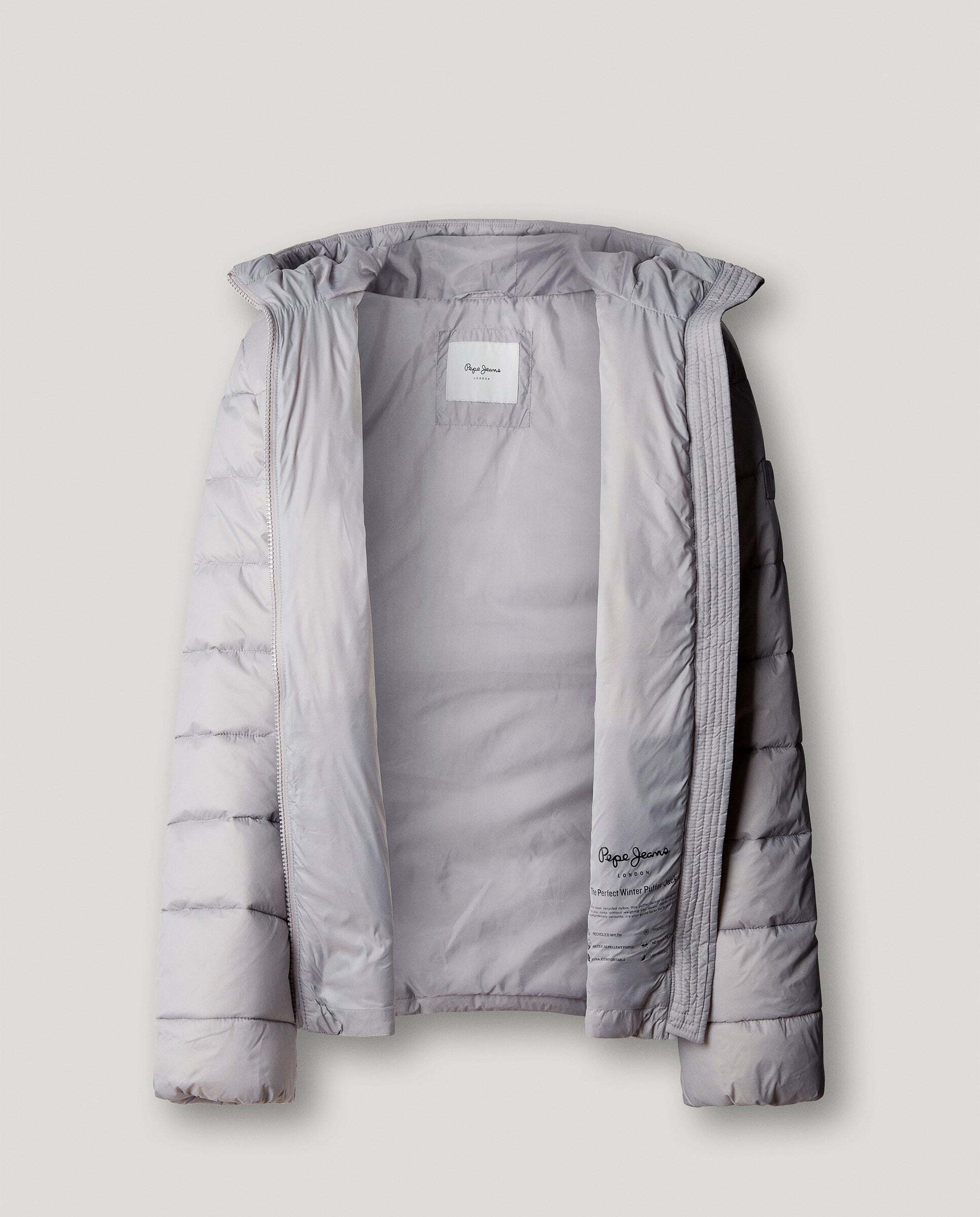 Plumífero de mujer acolchado con capucha - Pepe Jeans - Gris Gris-5