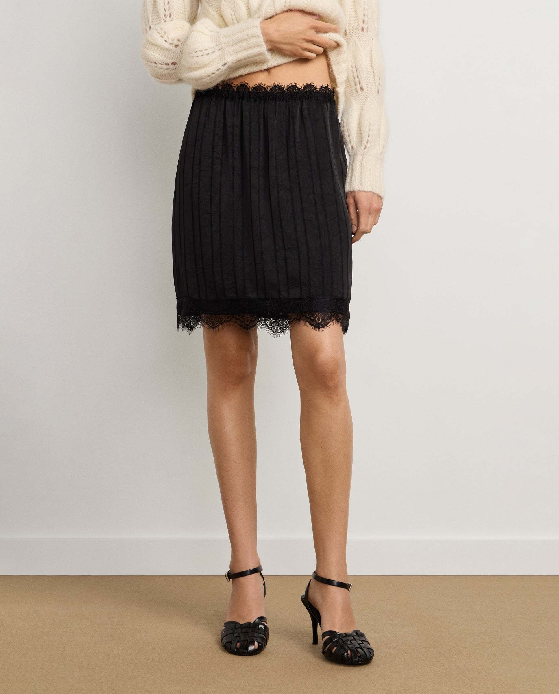 W11 jette skirt - Pepe Jeans - falda de mujer corta en satén - Negro Negro-2