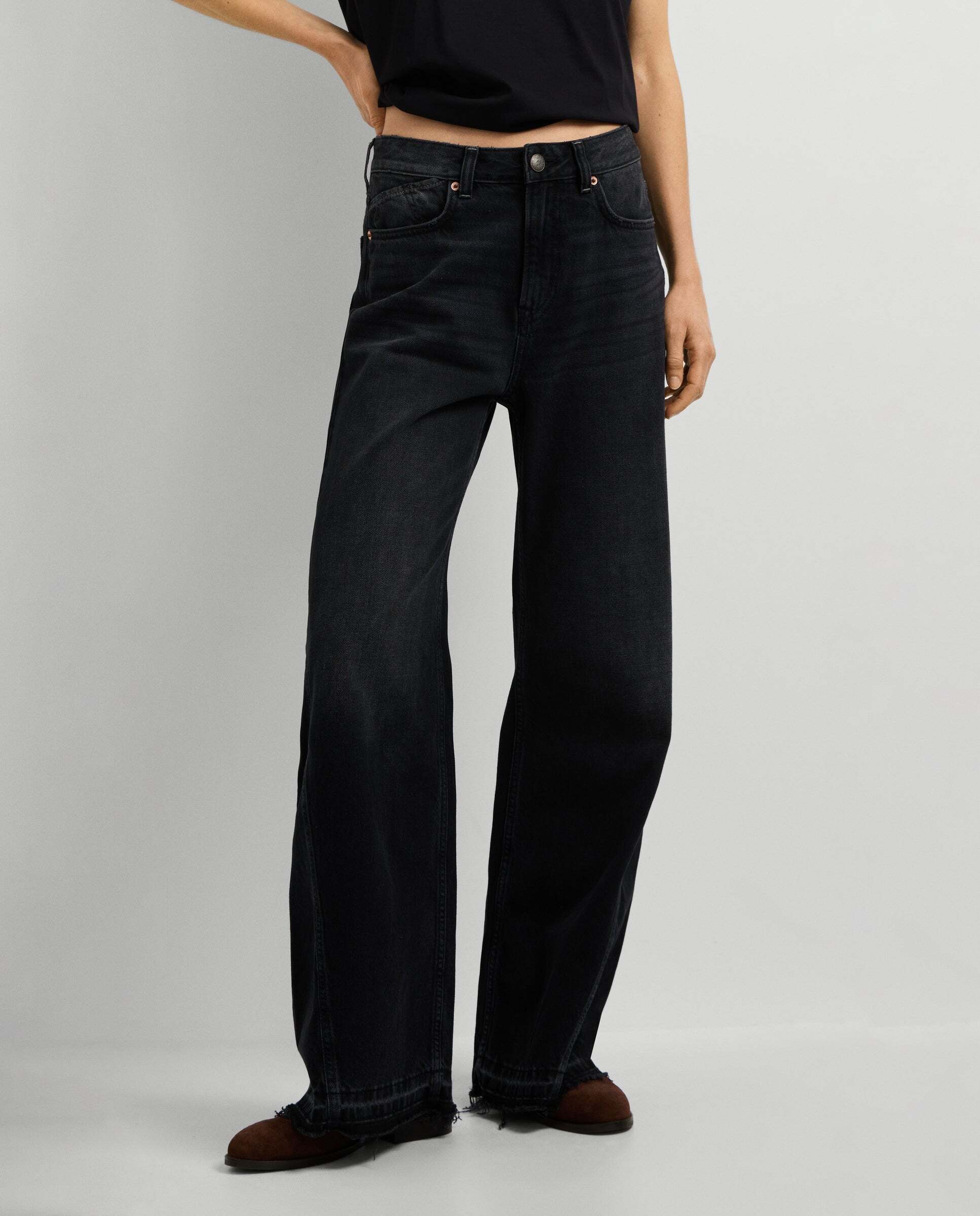 Imagen 0 de Vaquero de mujer fit flare tiro alto Negro