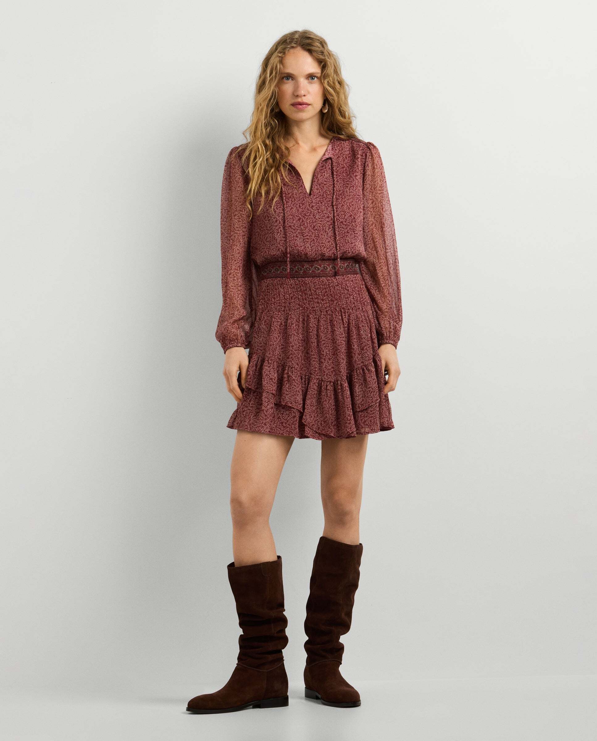 Vestido de mujer corto estampado floral - Pepe Jeans - Rojo Teja Rojo Teja-2
