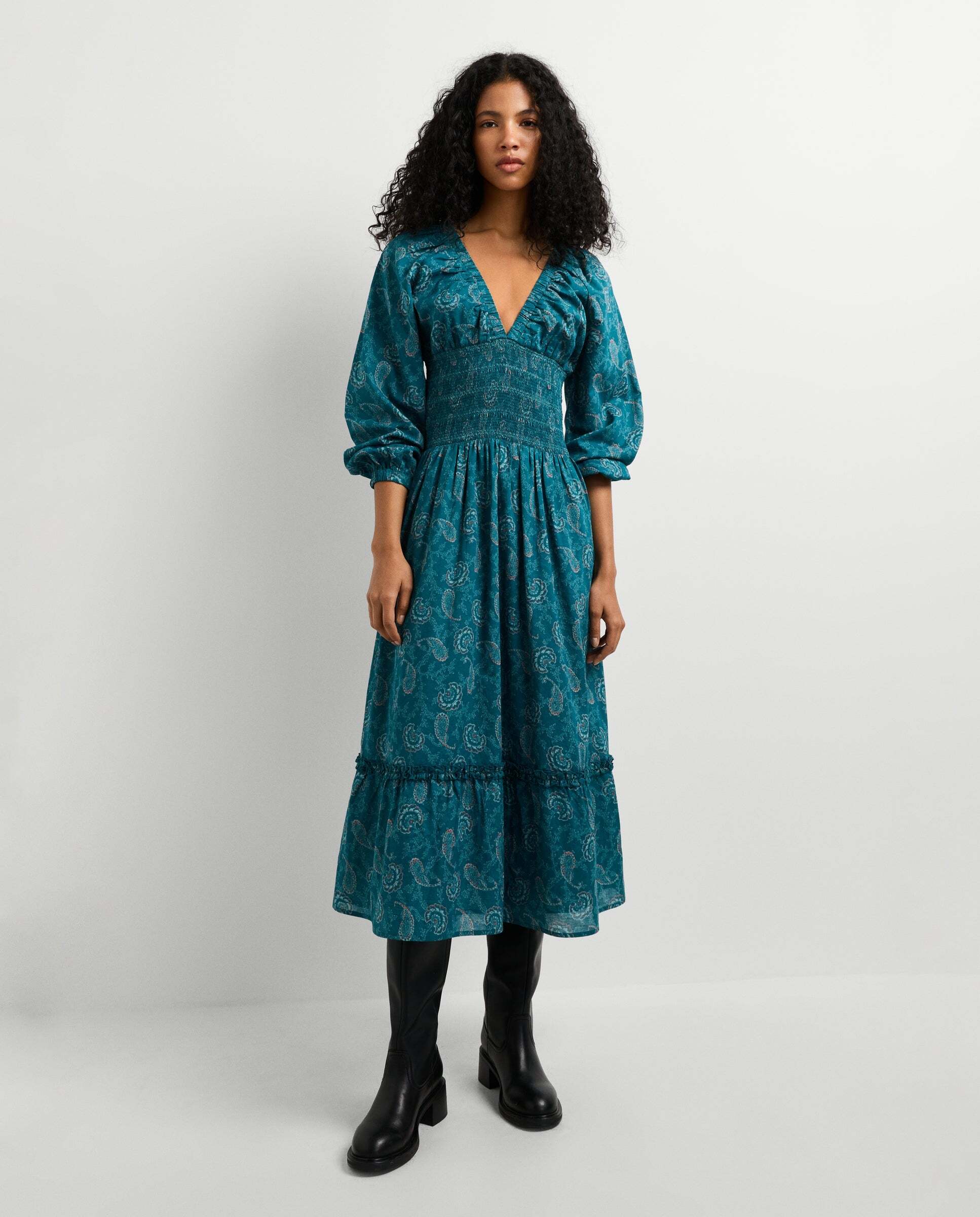 Vestido de mujer midi estampado paisley - Pepe Jeans - Verde Agua Verde Agua-1
