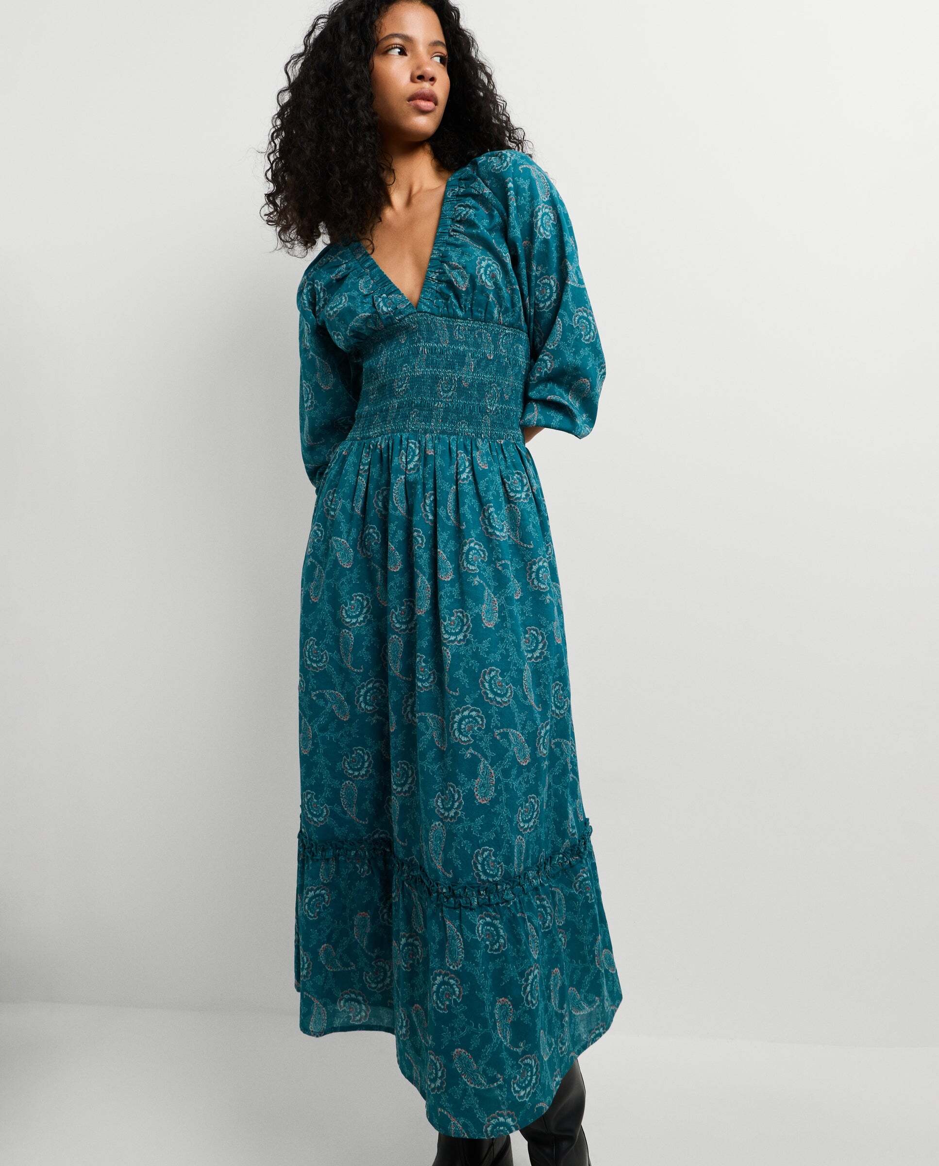 Vestido de mujer midi estampado paisley - Pepe Jeans - Verde Agua Verde Agua-2