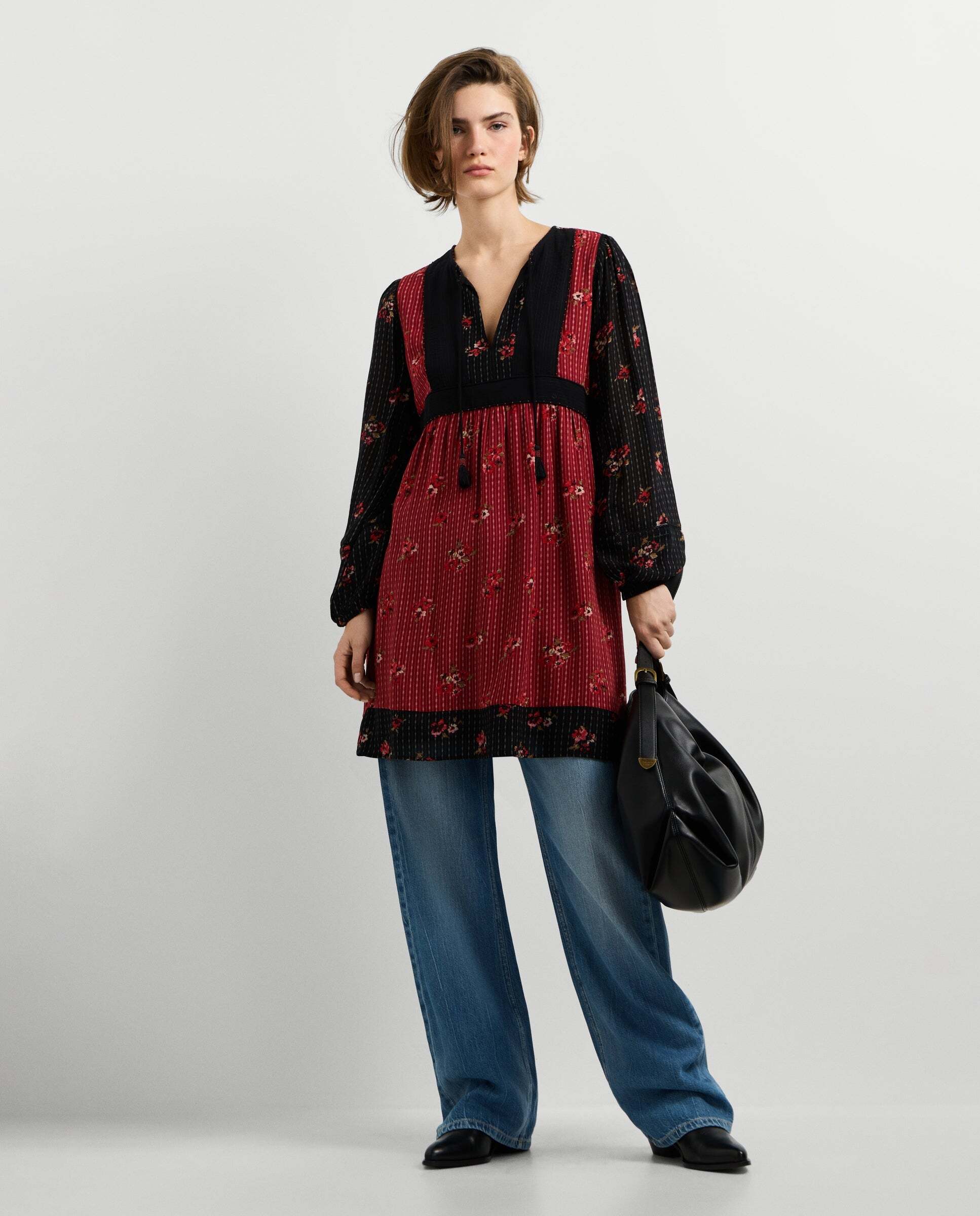 Vestido de mujer corto estampado floral - Pepe Jeans - Negro Negro-1