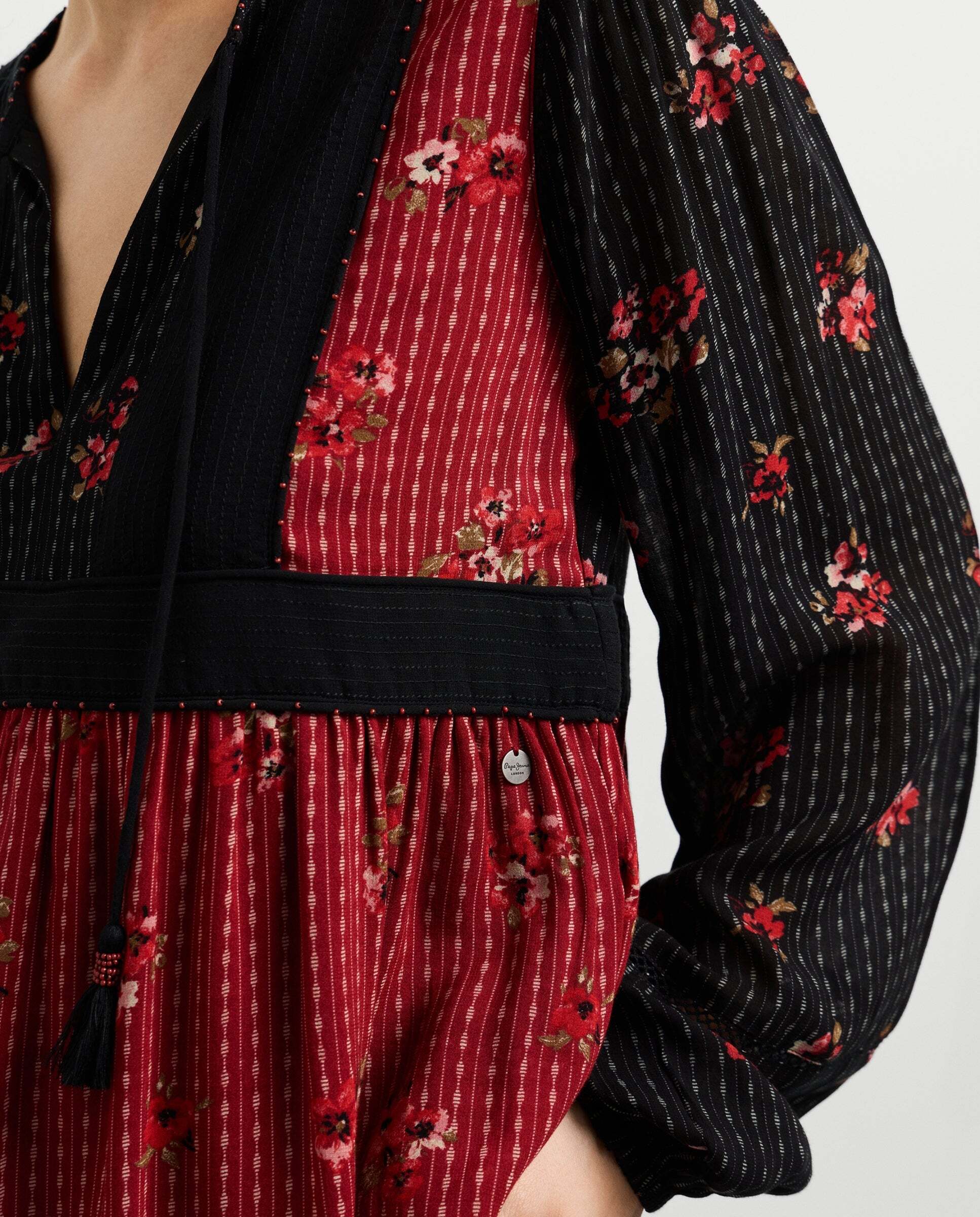 Vestido de mujer corto estampado floral - Pepe Jeans - Negro Negro-4