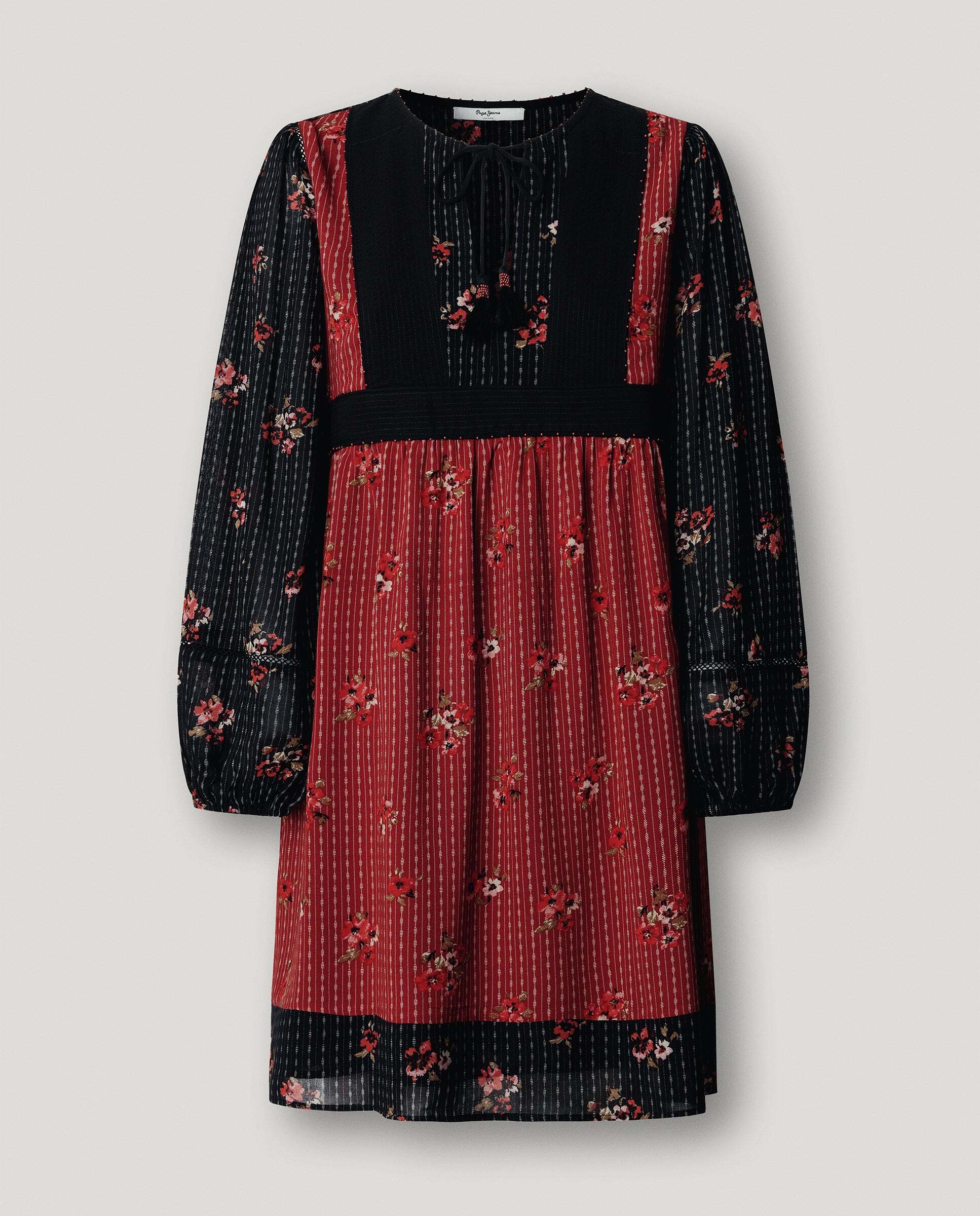 Vestido de mujer corto estampado floral - Pepe Jeans - Negro Negro-6