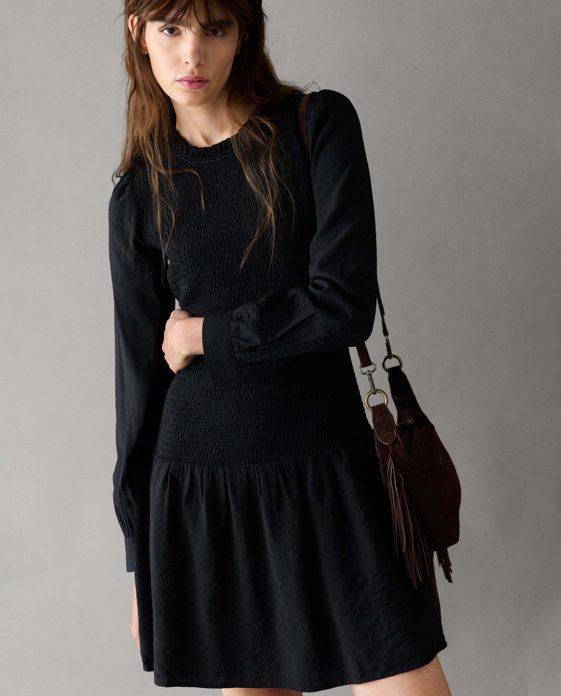 Vestido de mujer corto detalles fruncidos - Pepe Jeans - Negro Negro-1