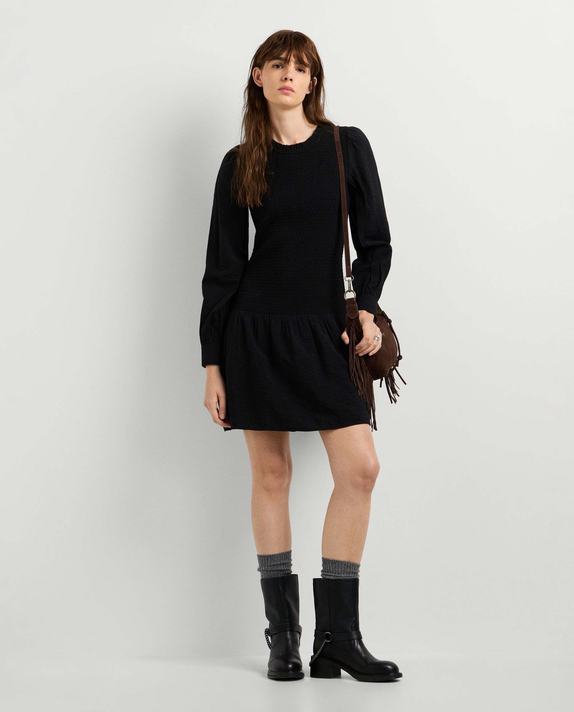 Vestido de mujer corto detalles fruncidos - Pepe Jeans - Negro Negro-2