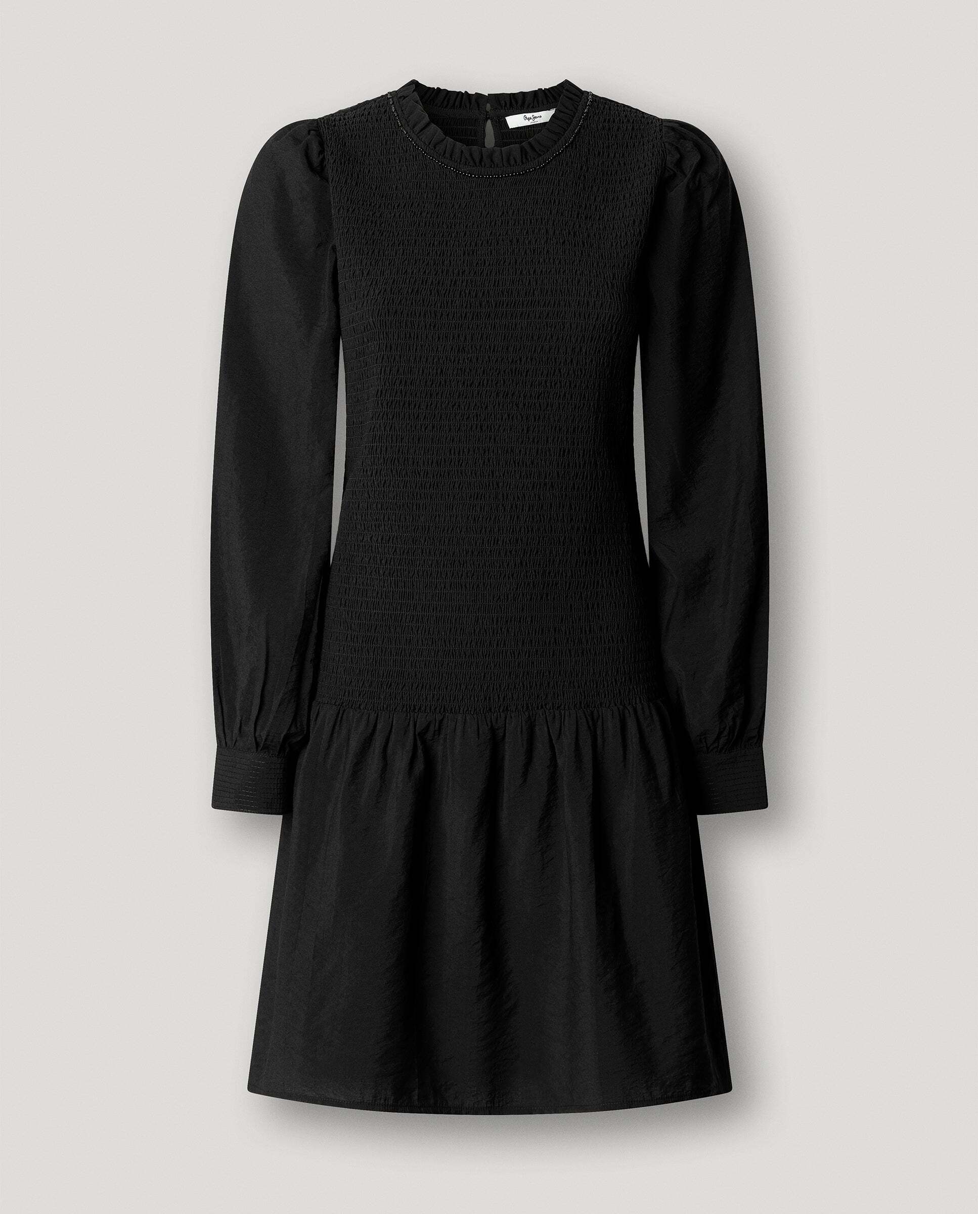 Vestido de mujer corto detalles fruncidos - Pepe Jeans - Negro Negro-6