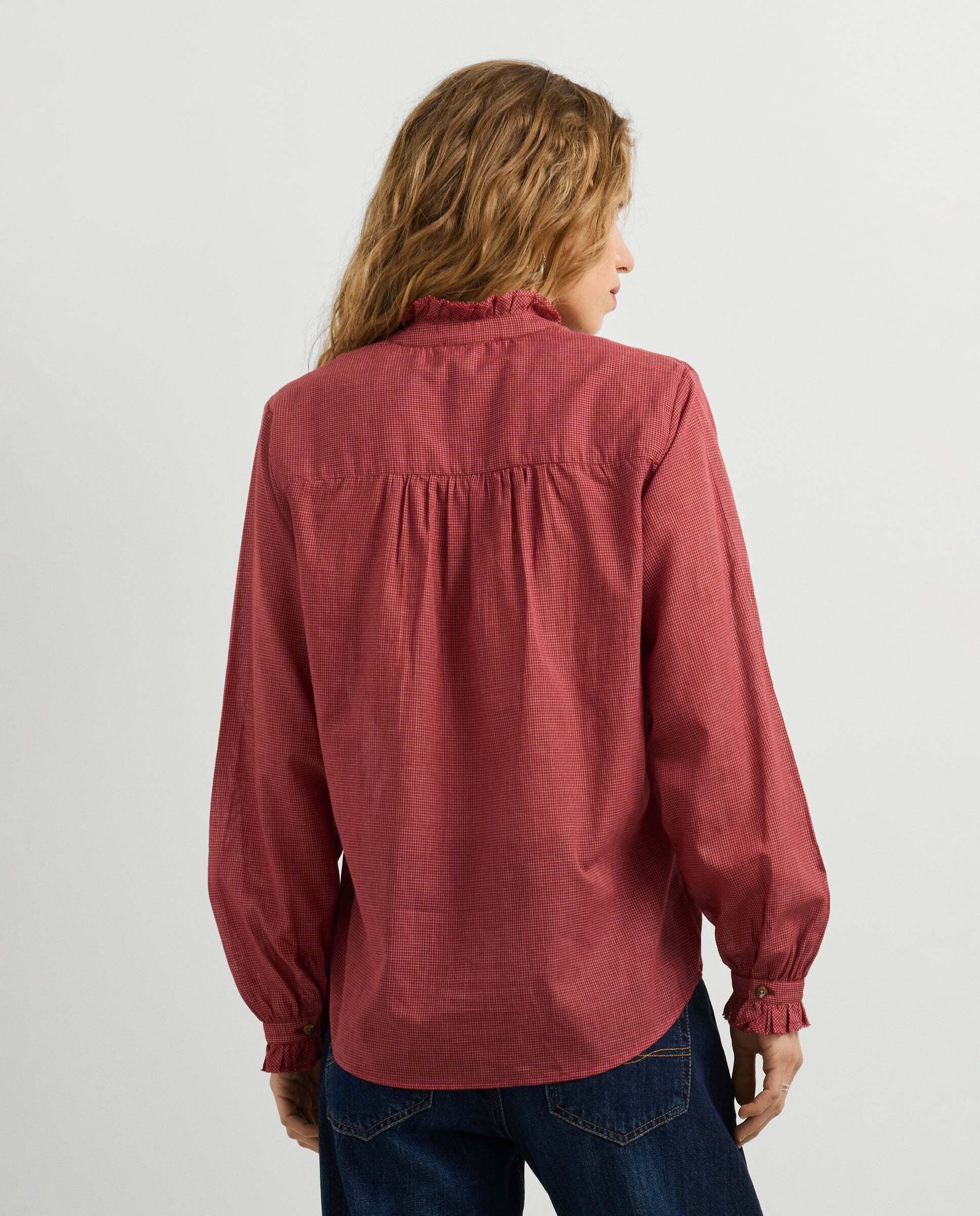 Blusa de mujer de cuadros cuello mao - Pepe Jeans - Rojo Rojo-3