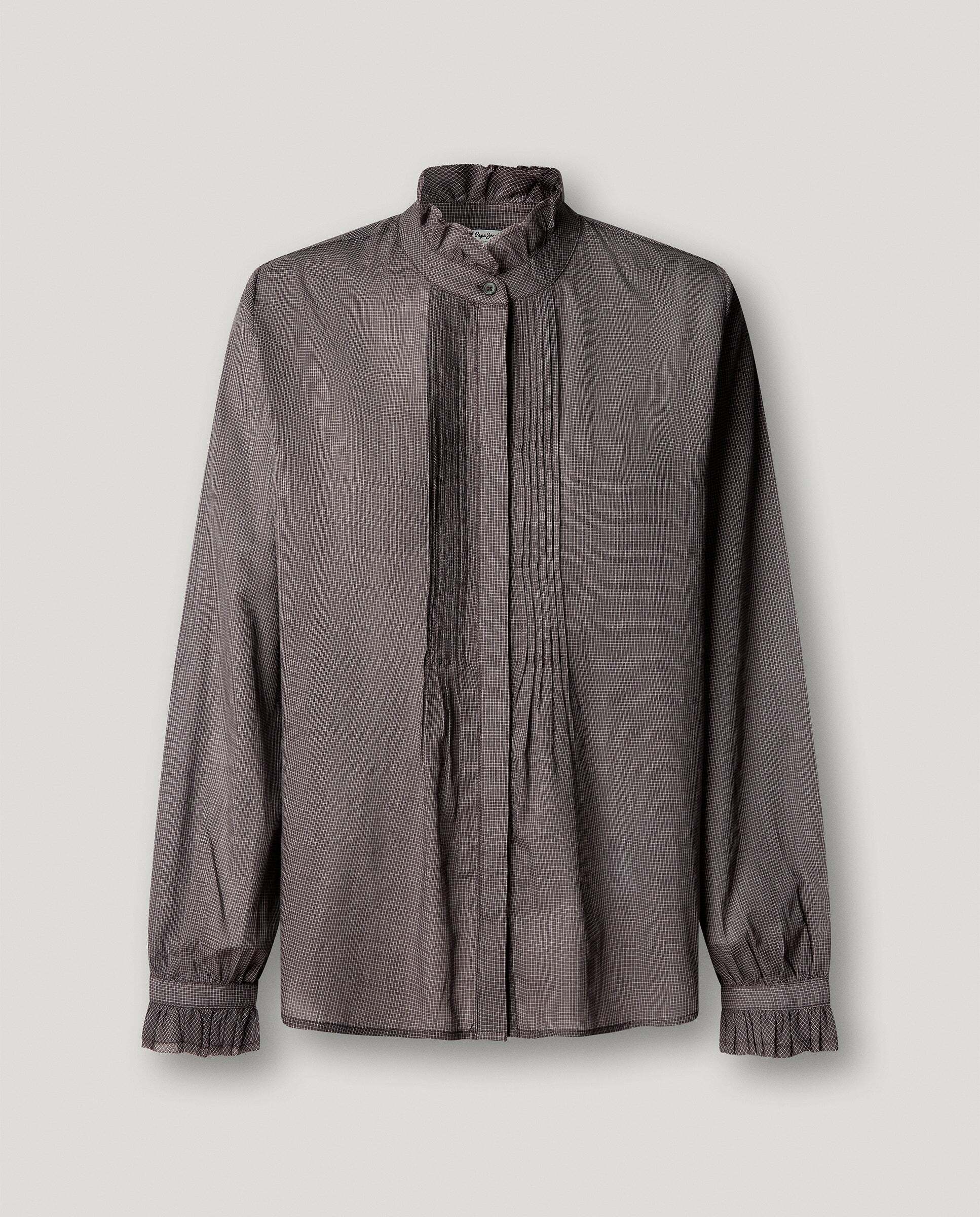 Imagen 6 de Blusa de mujer de cuadros cuello mao - Pepe Jeans - Marrón Marrón