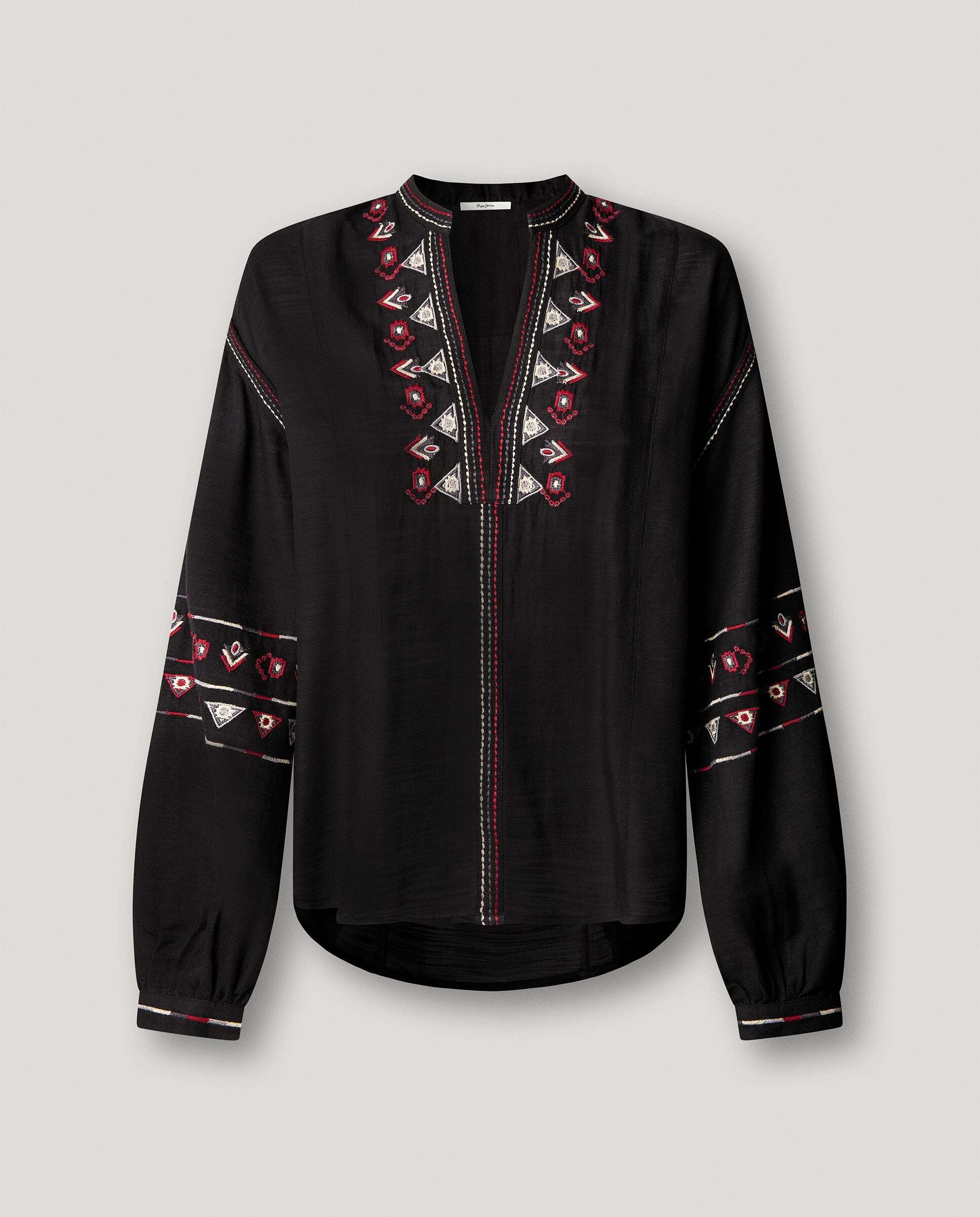 Imagen 6 de Blusa de mujer fluida bordados étnicos - Pepe Jeans - Negro Negro