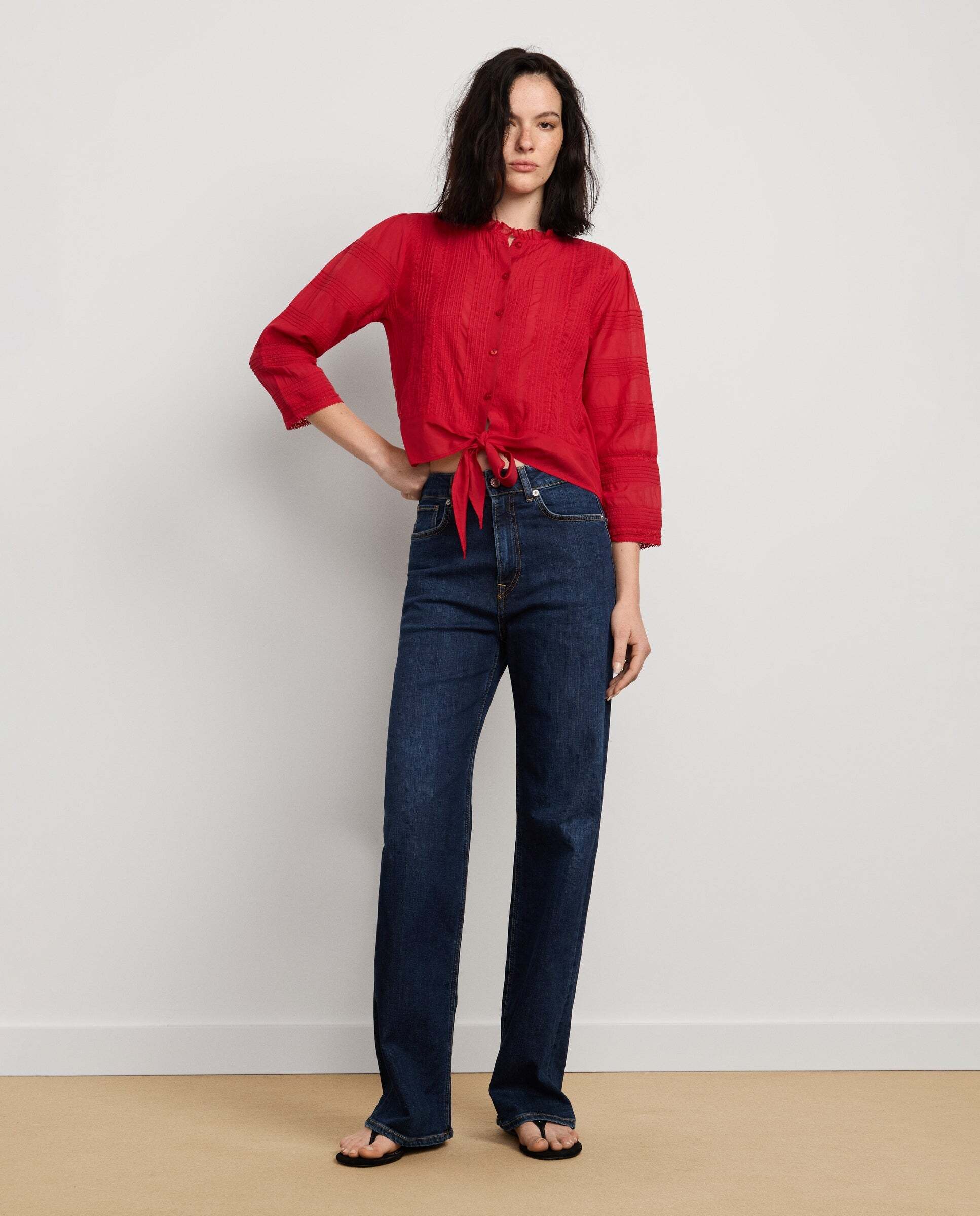 Blusa de mujer fluida con pliegues - Pepe Jeans - Rojo Rojo-2