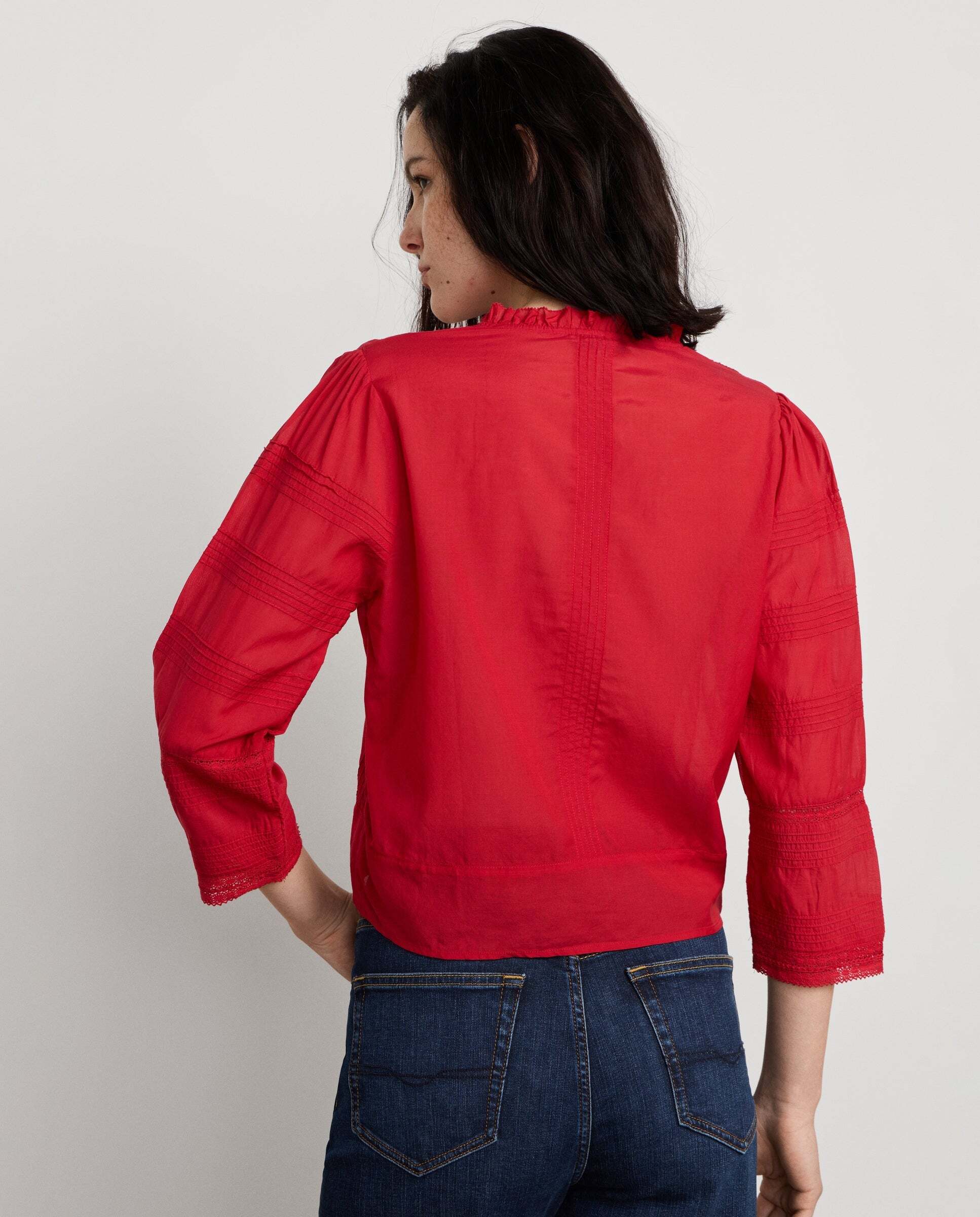 Blusa de mujer fluida con pliegues - Pepe Jeans - Rojo Rojo-3
