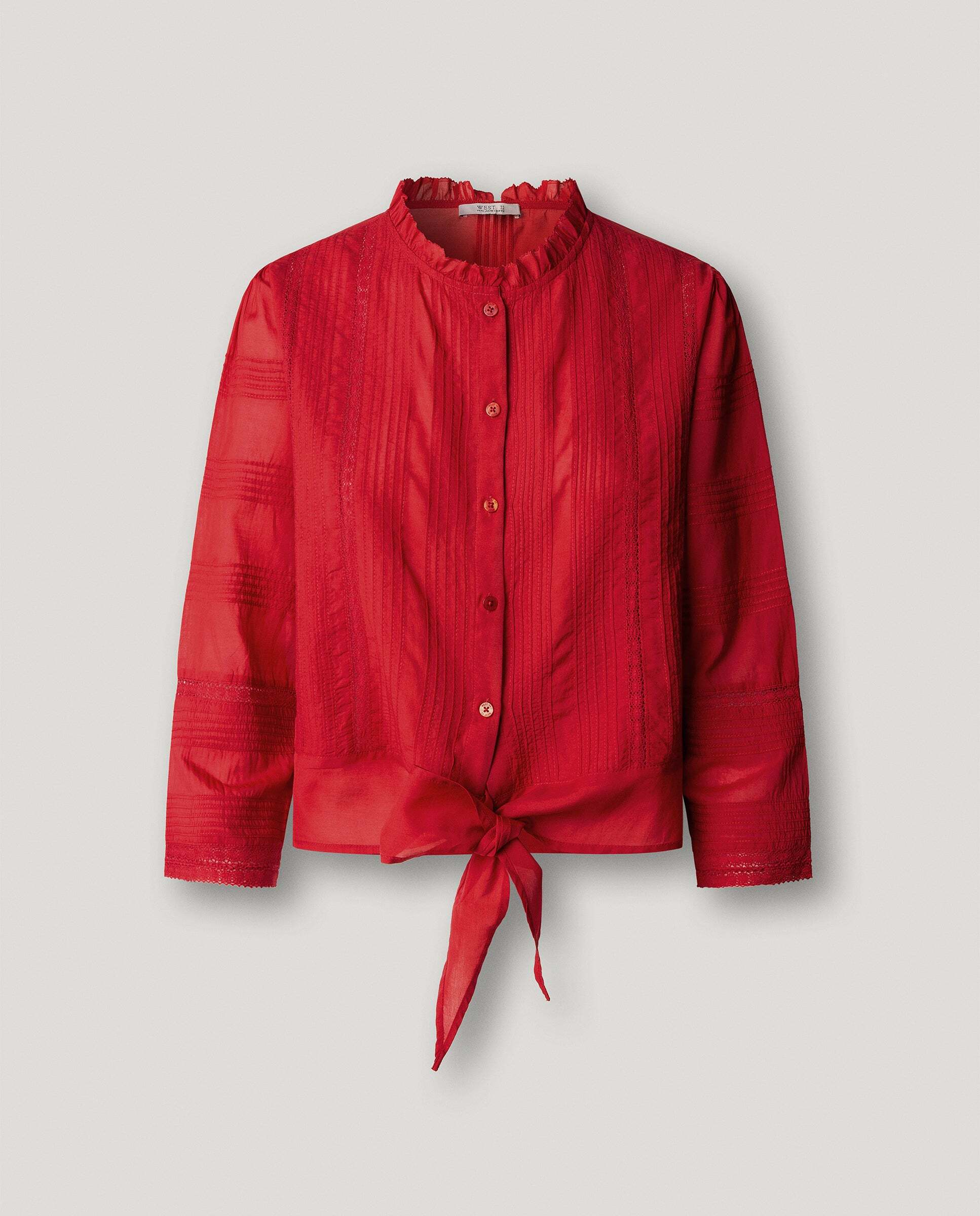 Blusa de mujer fluida con pliegues - Pepe Jeans - Rojo Rojo-6