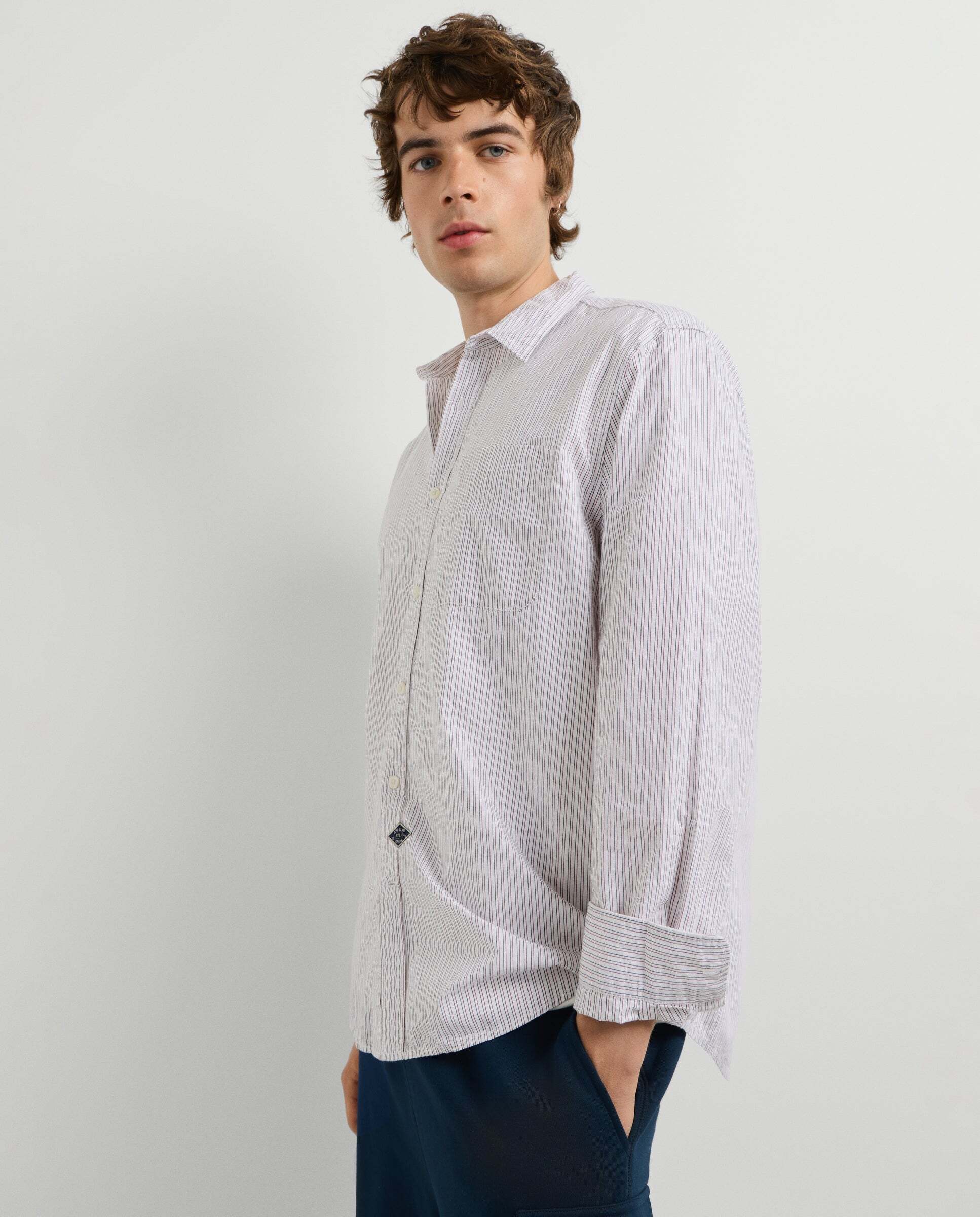 Imagen 0 de Camisa de hombre popelín rayas fit casual Azul