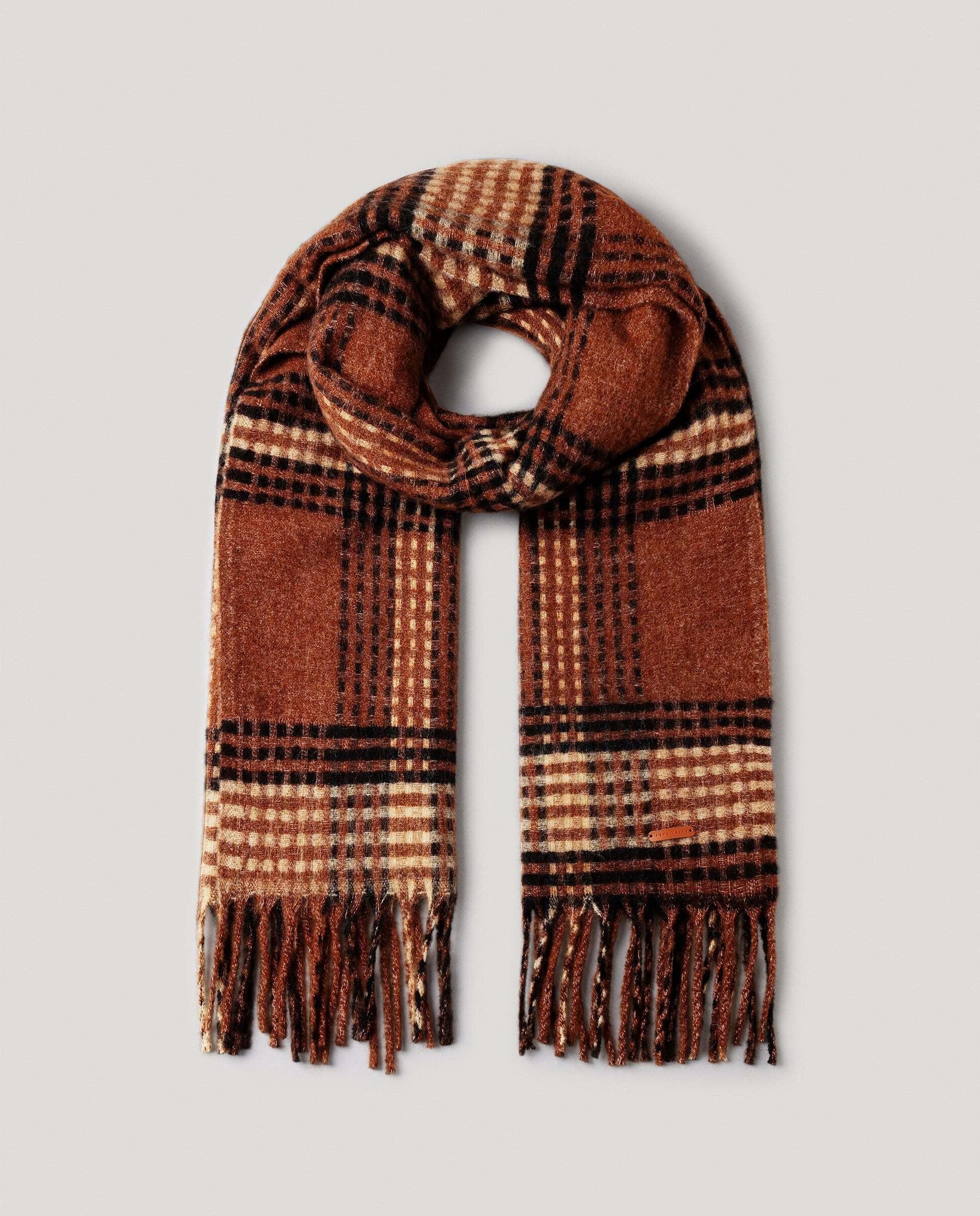 Bufanda de mujer estampado cuadros - Pepe Jeans - Marrón Marrón-1