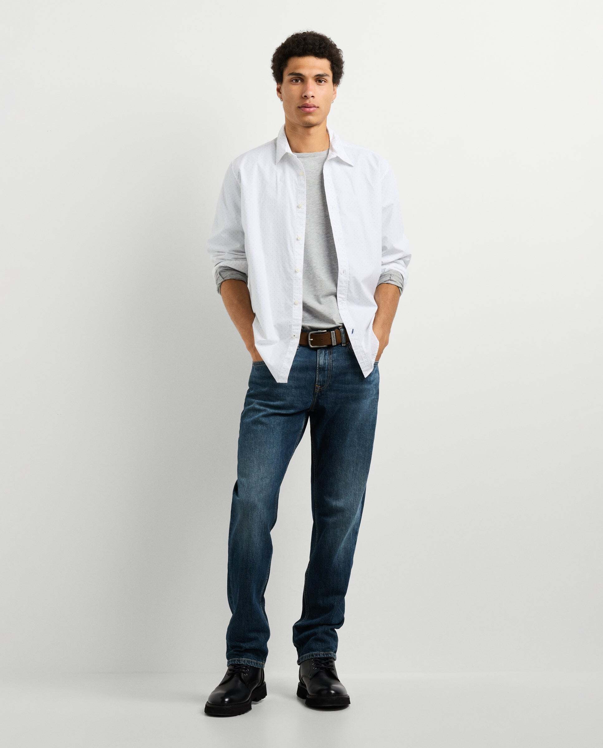 Camisa de hombre popelín estampada fit regular - Pepe Jeans - Blanco Blanco-2