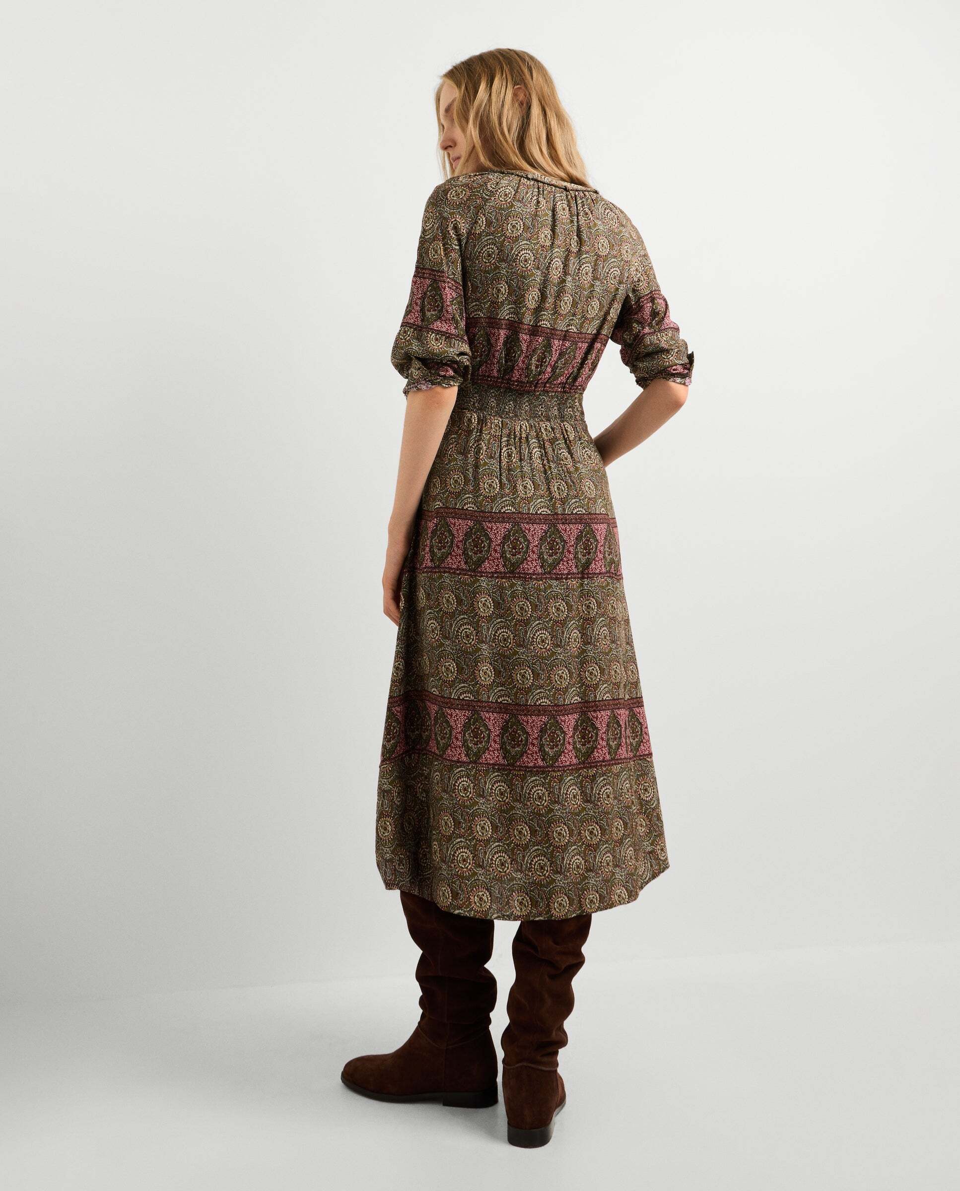 Vestido de mujer midi estampado ornamental - Pepe Jeans - Verde Verde-3