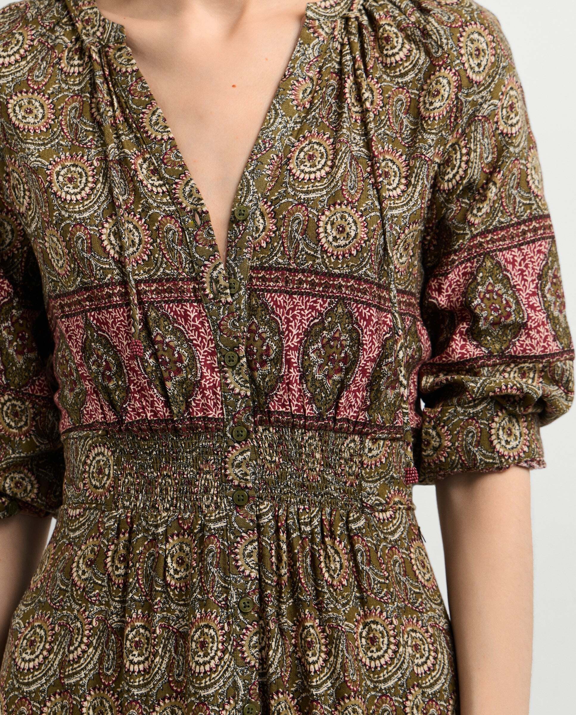 Vestido de mujer midi estampado ornamental - Pepe Jeans - Verde Verde-4