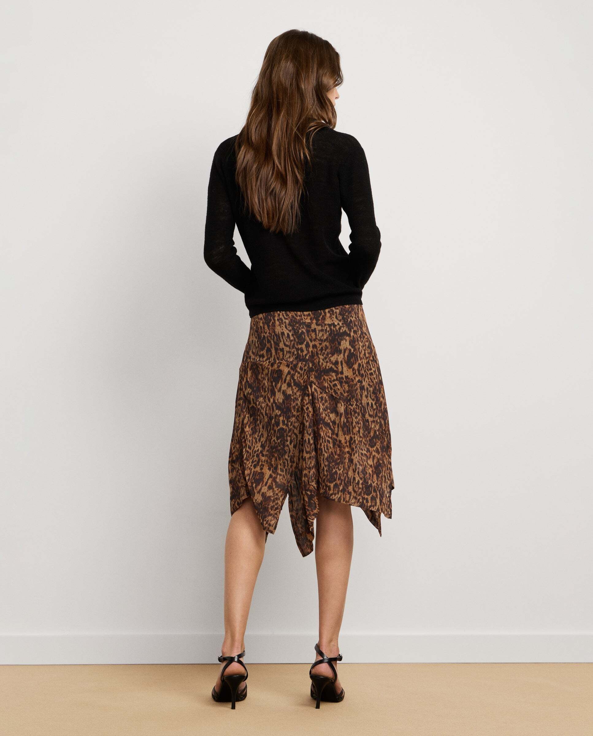 W11 jessa skirt - Pepe Jeans - falda de mujer midi asimètrica animal print - Negro Negro-3