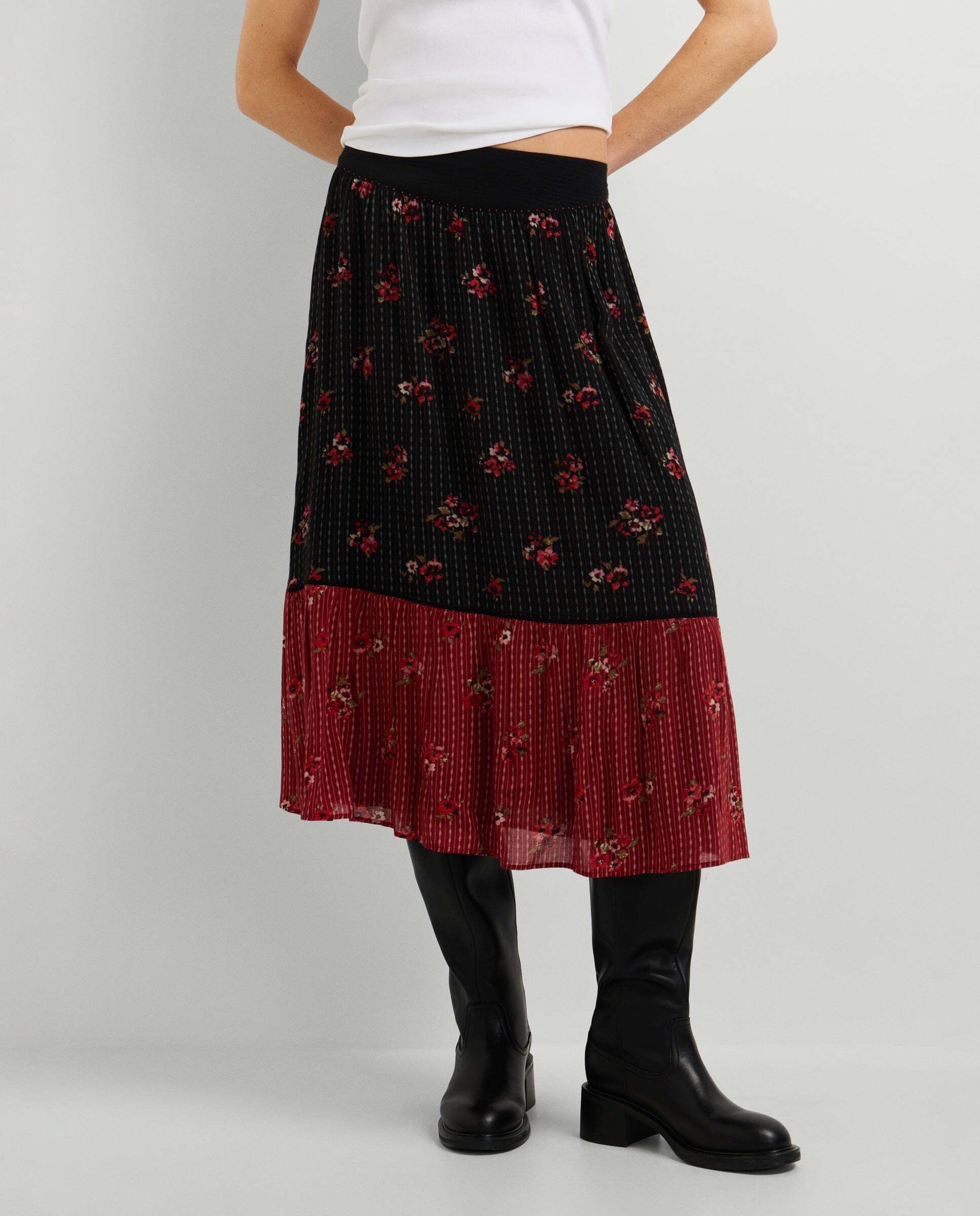 Falda de mujer midi estampado floral - Pepe Jeans - Negro Negro-2