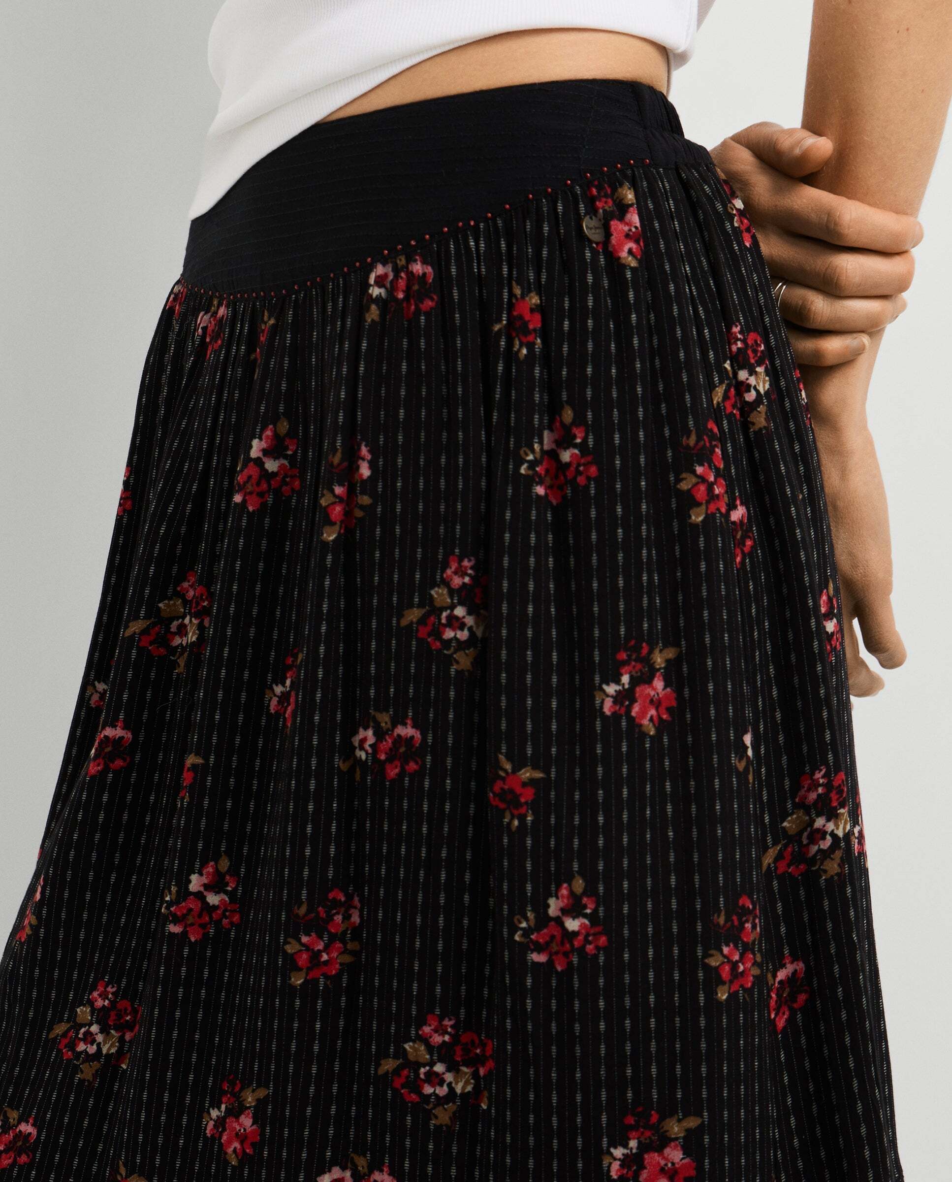 Falda de mujer midi estampado floral - Pepe Jeans - Negro Negro-4