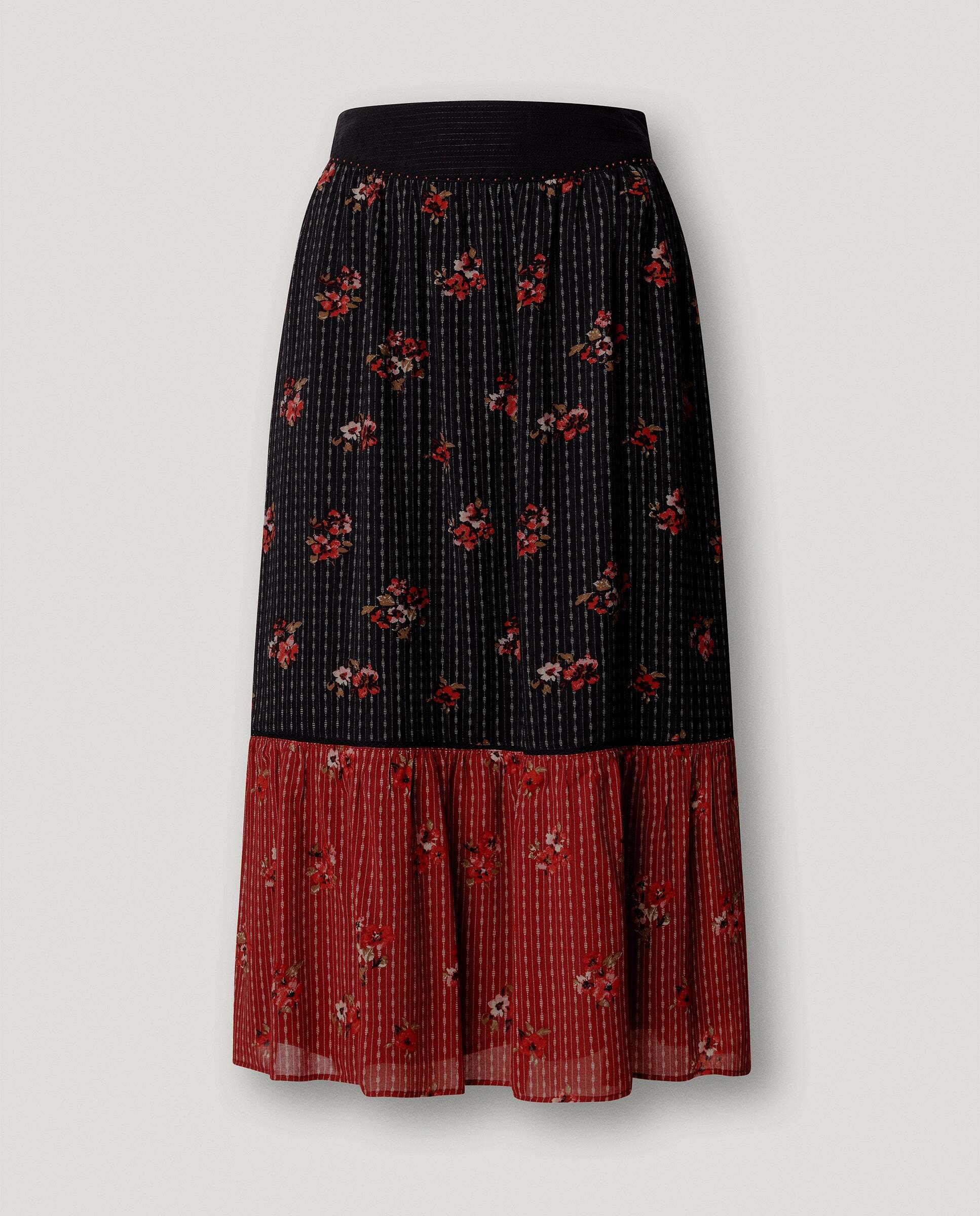 Falda de mujer midi estampado floral - Pepe Jeans - Negro Negro-6