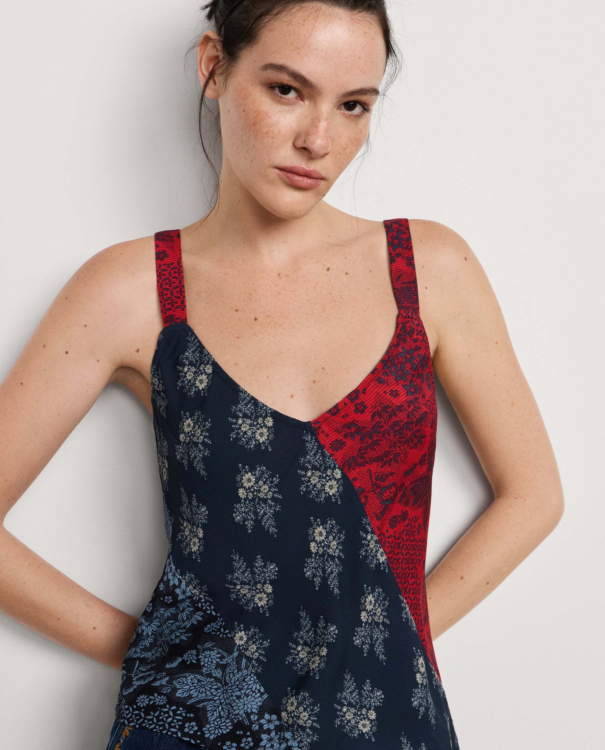 Top de mujer tirantes estampado patchwork - Pepe Jeans - Azul Azul-1
